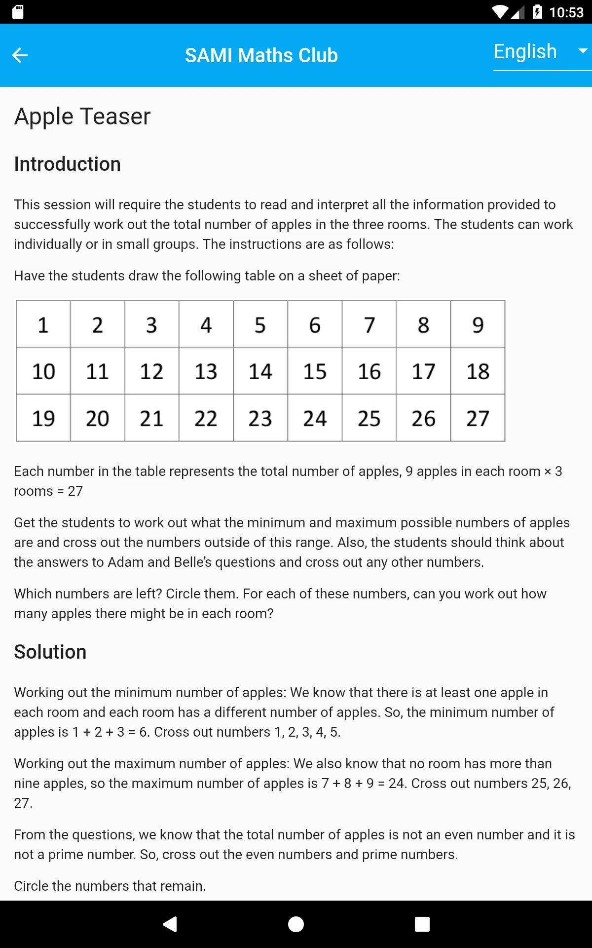 SAMI Maths Club | Indus Appstore | Screenshot