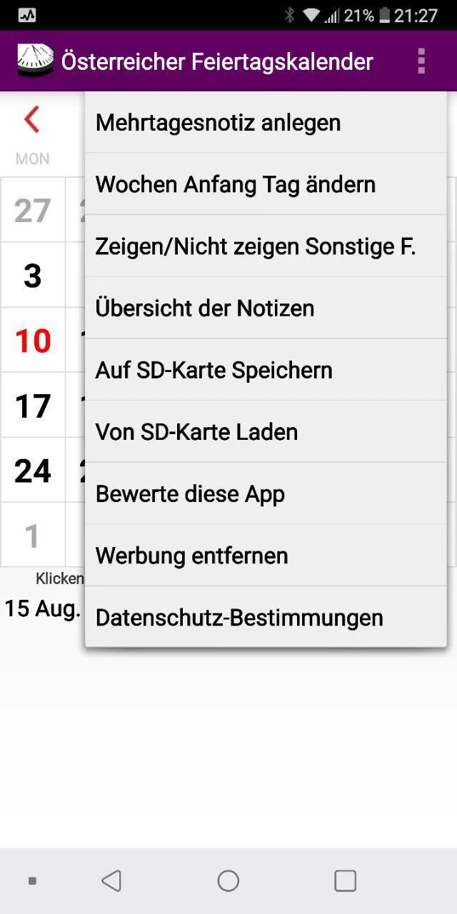 Kalender 2023 Österreich | Indus Appstore | Screenshot