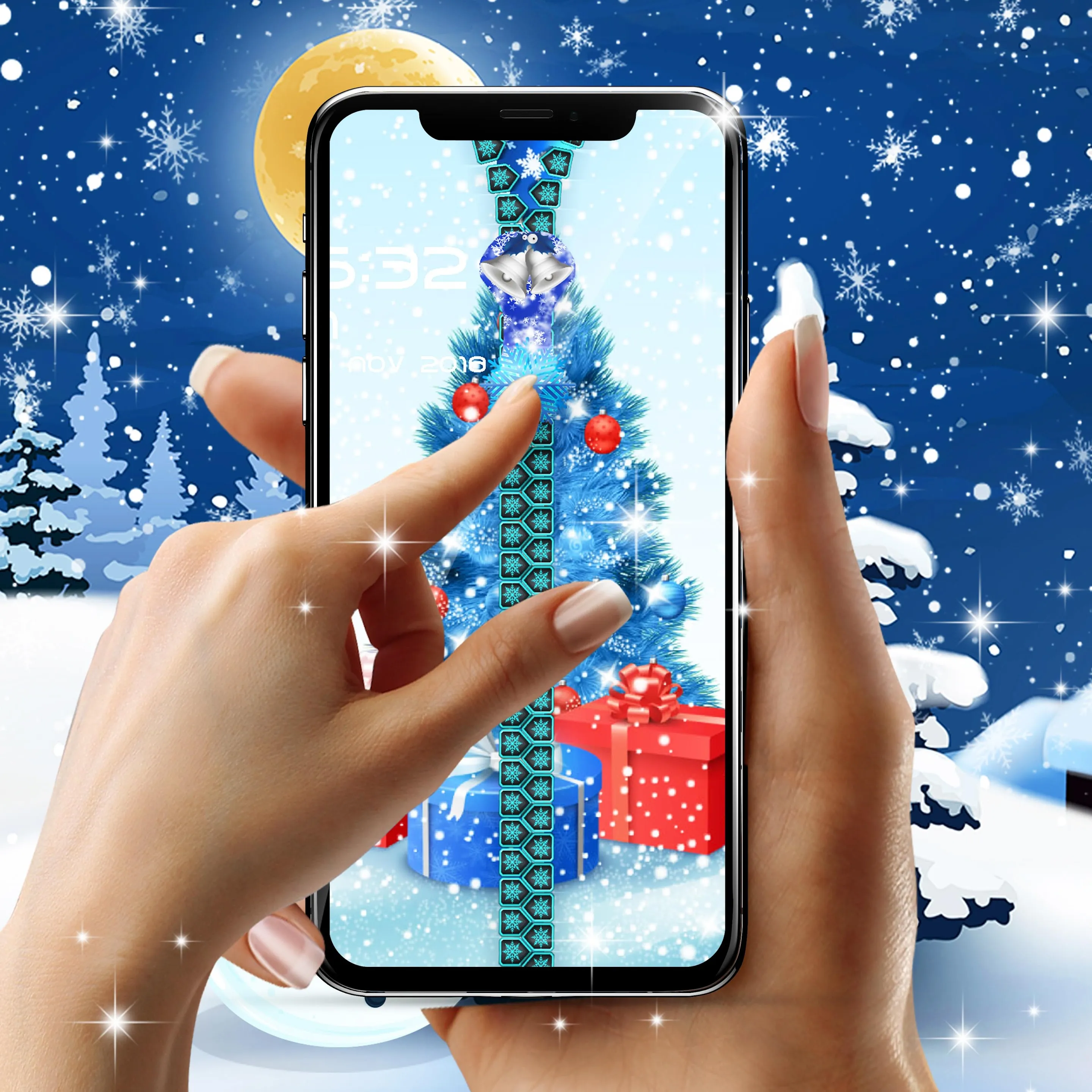 Winter snow lock screen | Indus Appstore | Screenshot