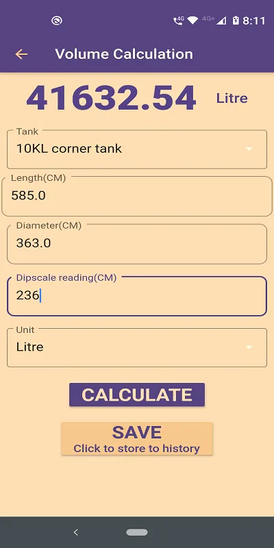 Fuel Tank volume calculation | Indus Appstore | Screenshot