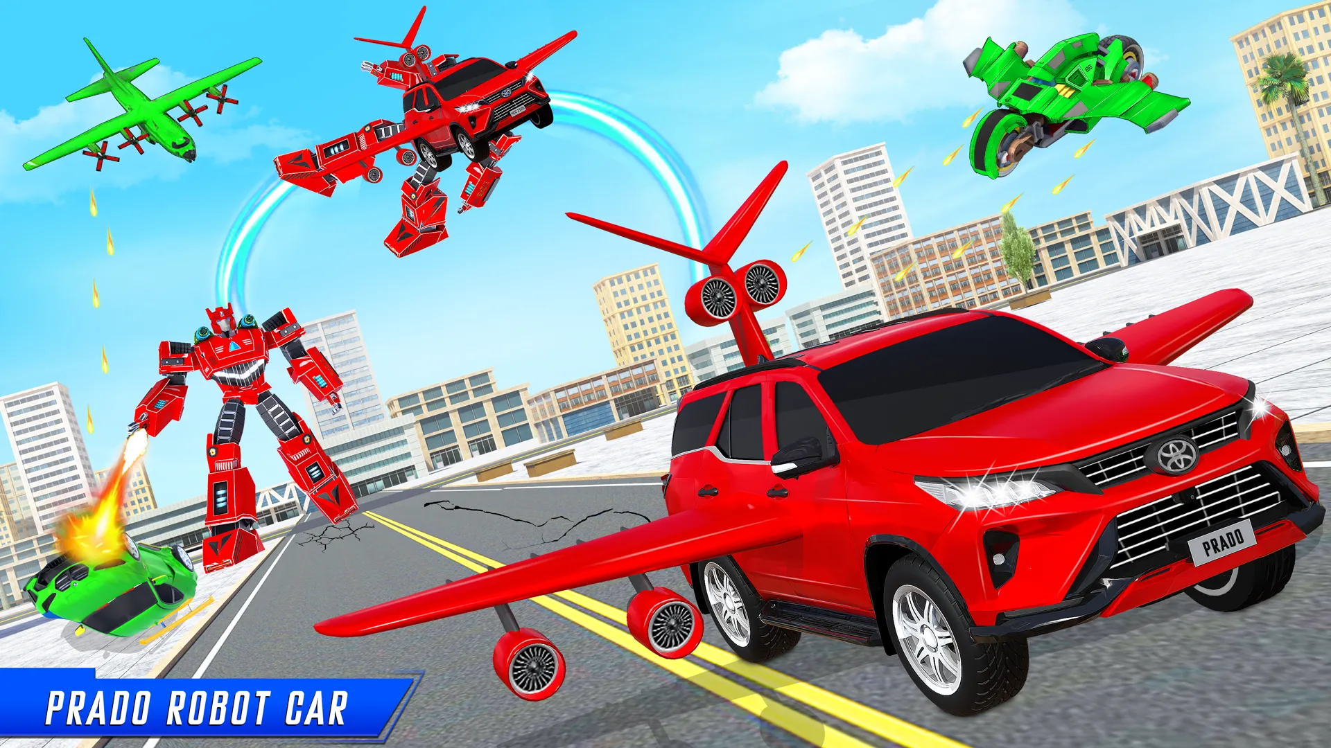 Flying Prado Car Robot Game | Indus Appstore | Screenshot