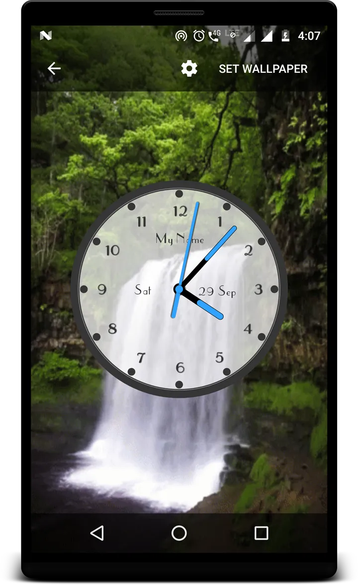 Waterfall with analog clock | Indus Appstore | Screenshot