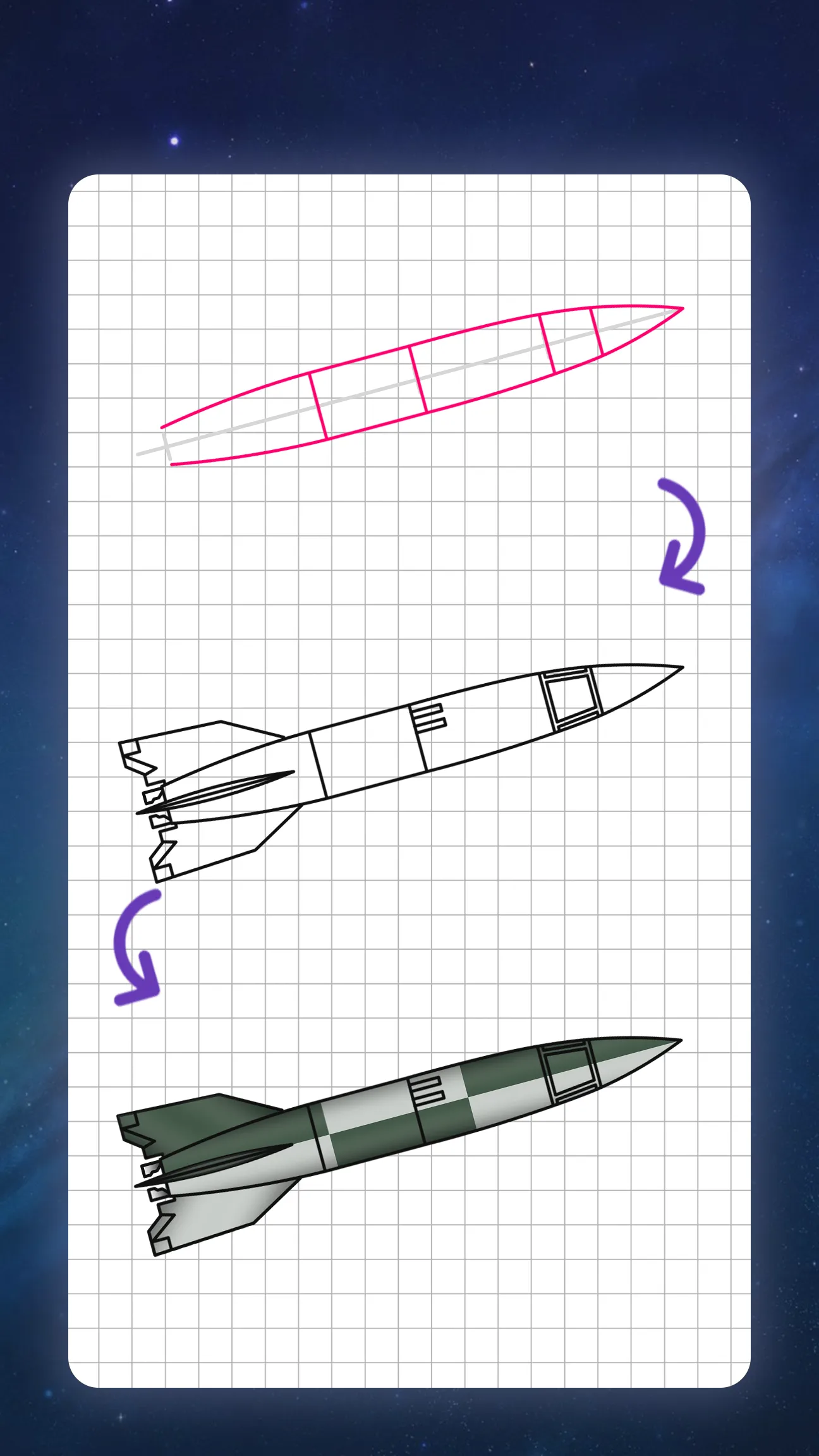 How to draw rockets by steps | Indus Appstore | Screenshot