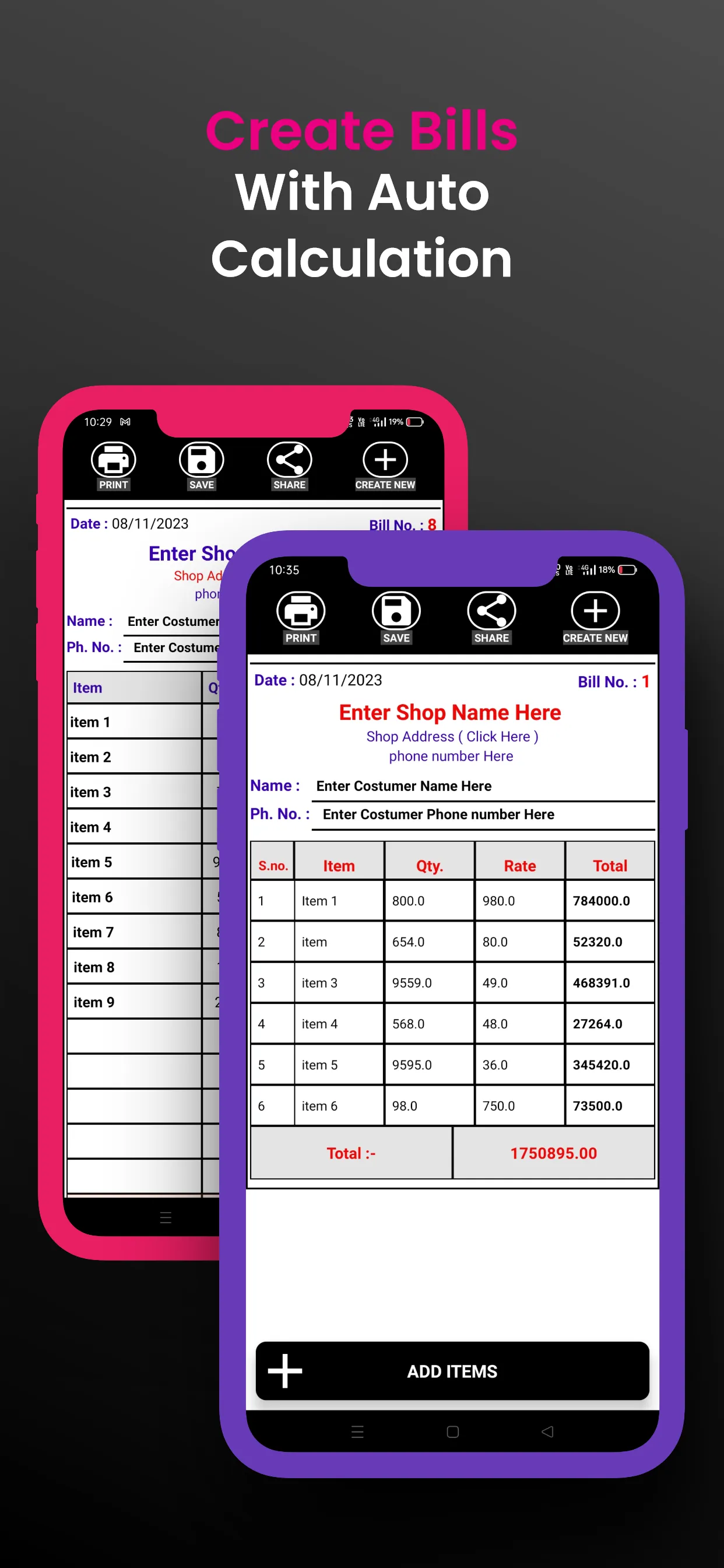 Bill Book Auto Calculate | Indus Appstore | Screenshot