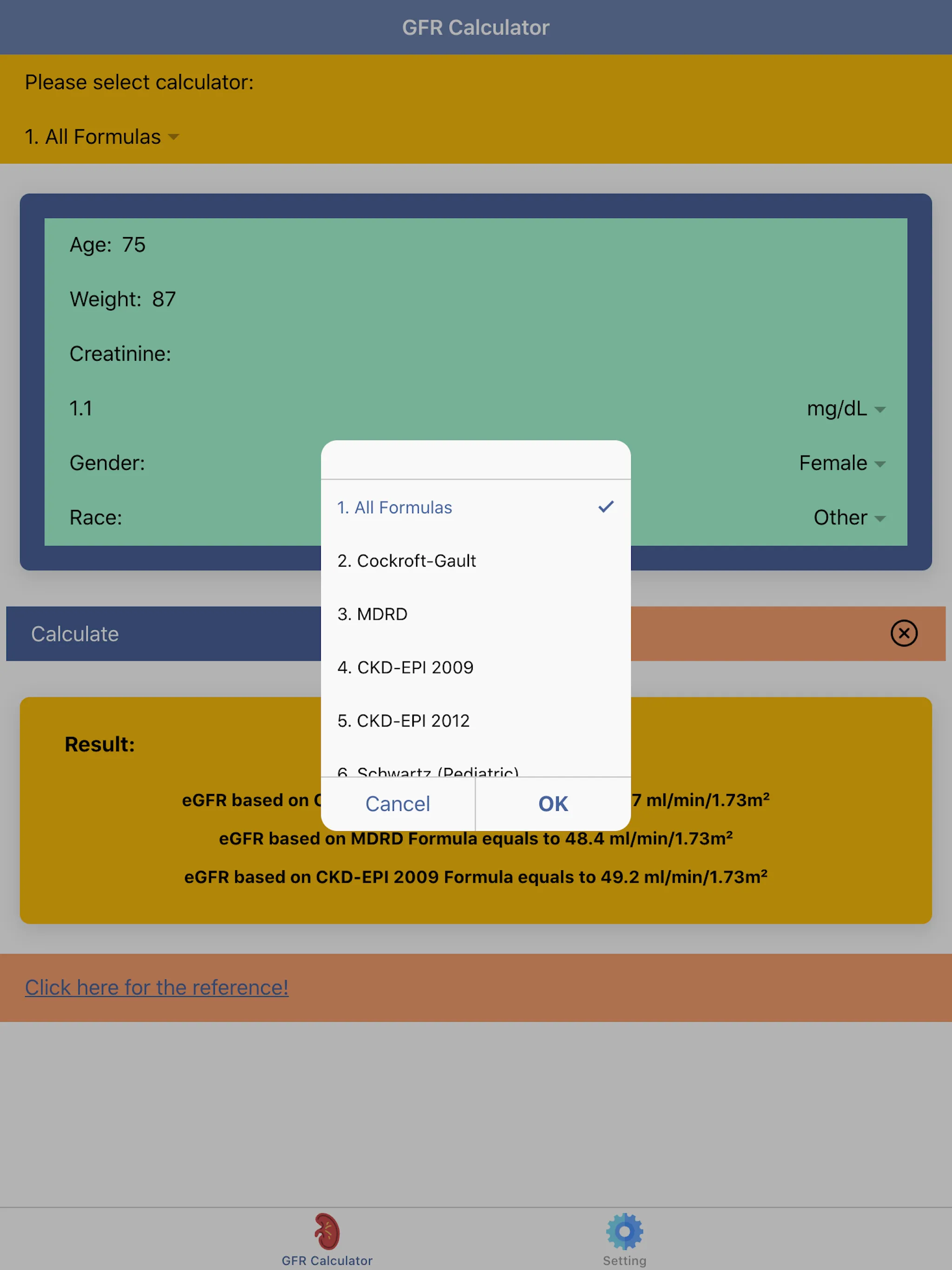 Pocket GFR Calculator | Indus Appstore | Screenshot