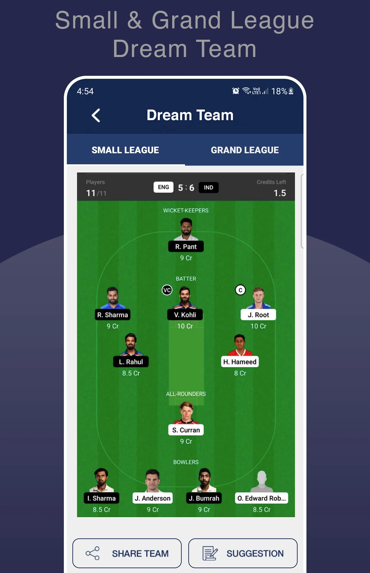 Dream Team Prediction 11 | Indus Appstore | Screenshot