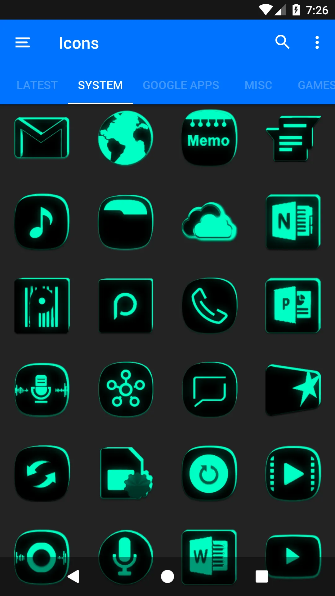 Flat Black and Teal Icon Pack | Indus Appstore | Screenshot