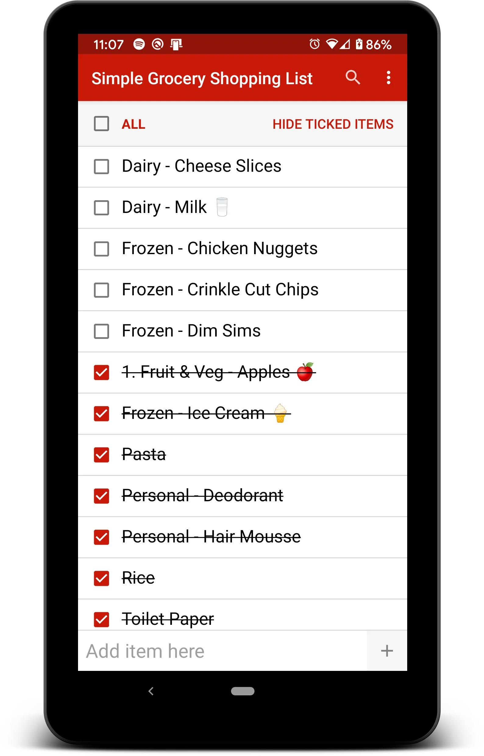 Simple Grocery Shopping List | Indus Appstore | Screenshot