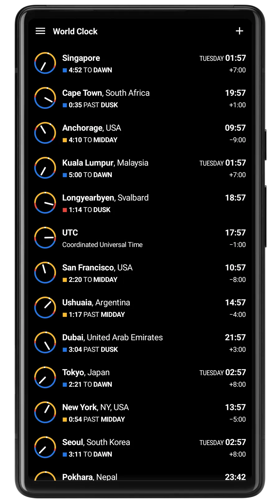 World Clock: Sunrise/Sunset | Indus Appstore | Screenshot