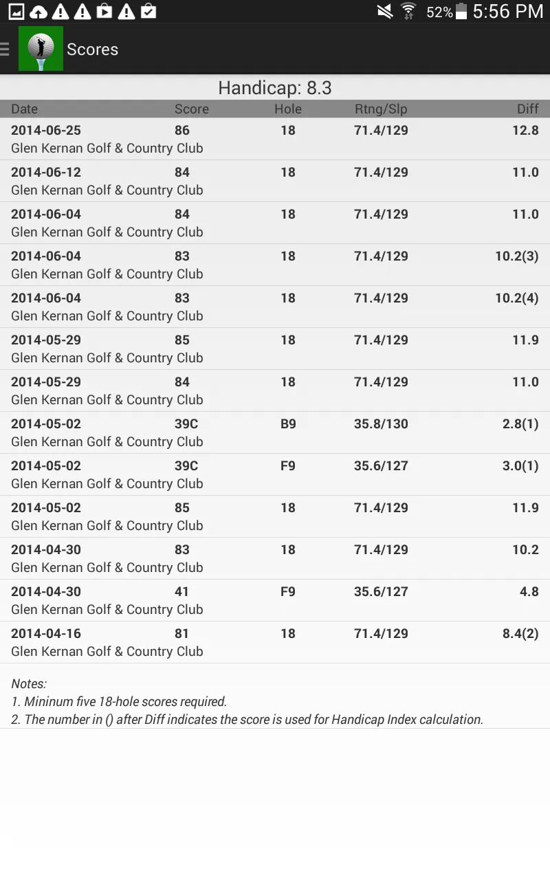 Golf Handicap Calculator | Indus Appstore | Screenshot