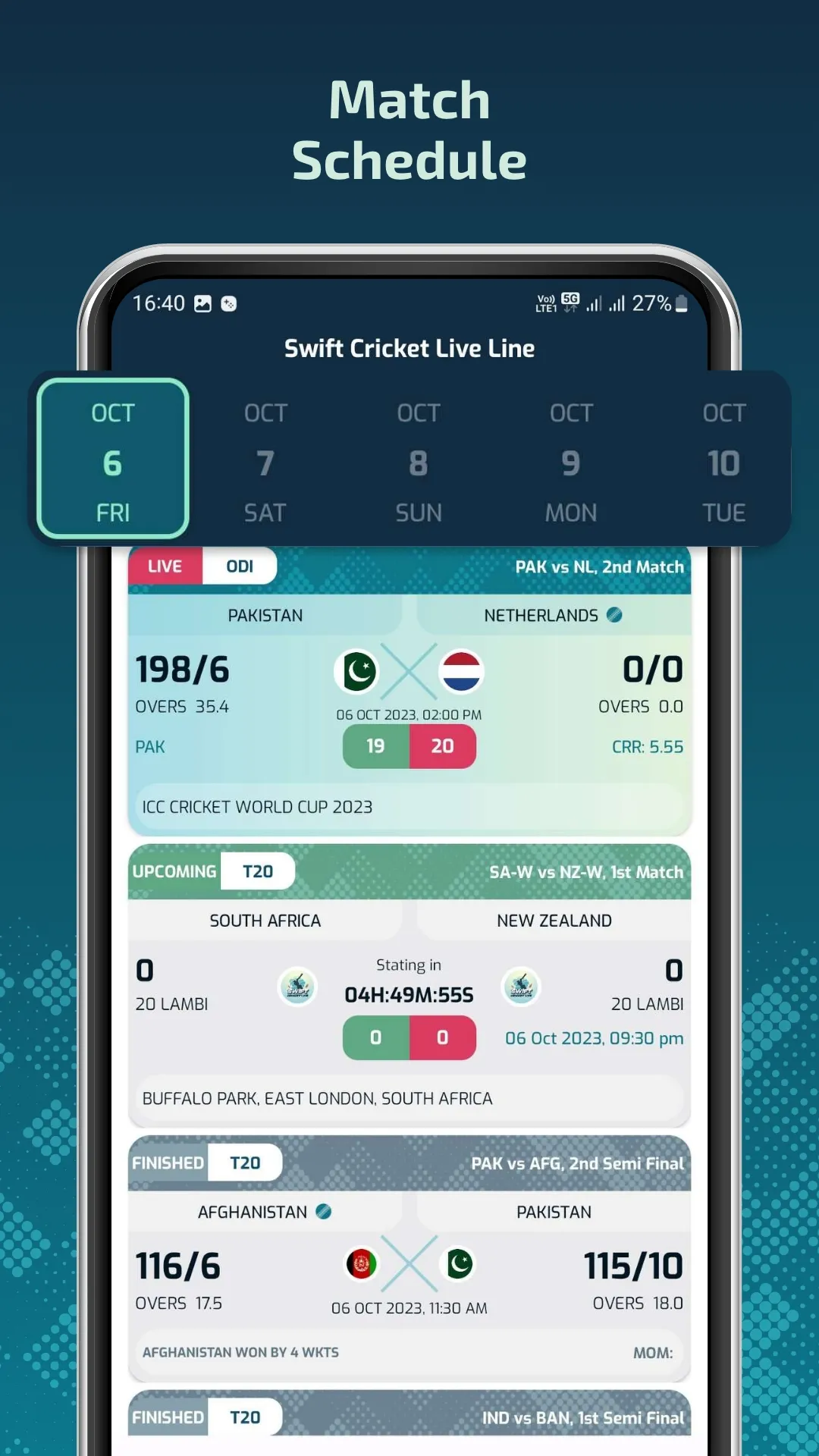 Swift Cricket Live Line | Indus Appstore | Screenshot