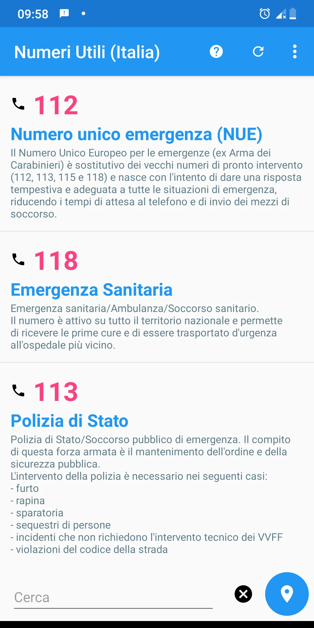 Numeri Utili (Italia) | Indus Appstore | Screenshot