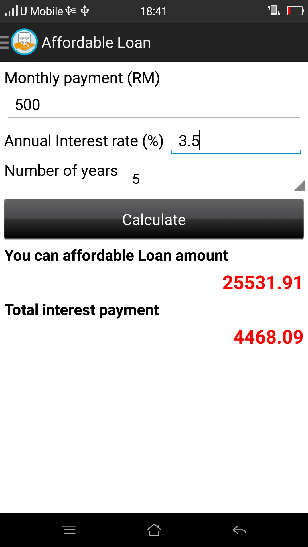 Car Loan Calculator Singapore | Indus Appstore | Screenshot