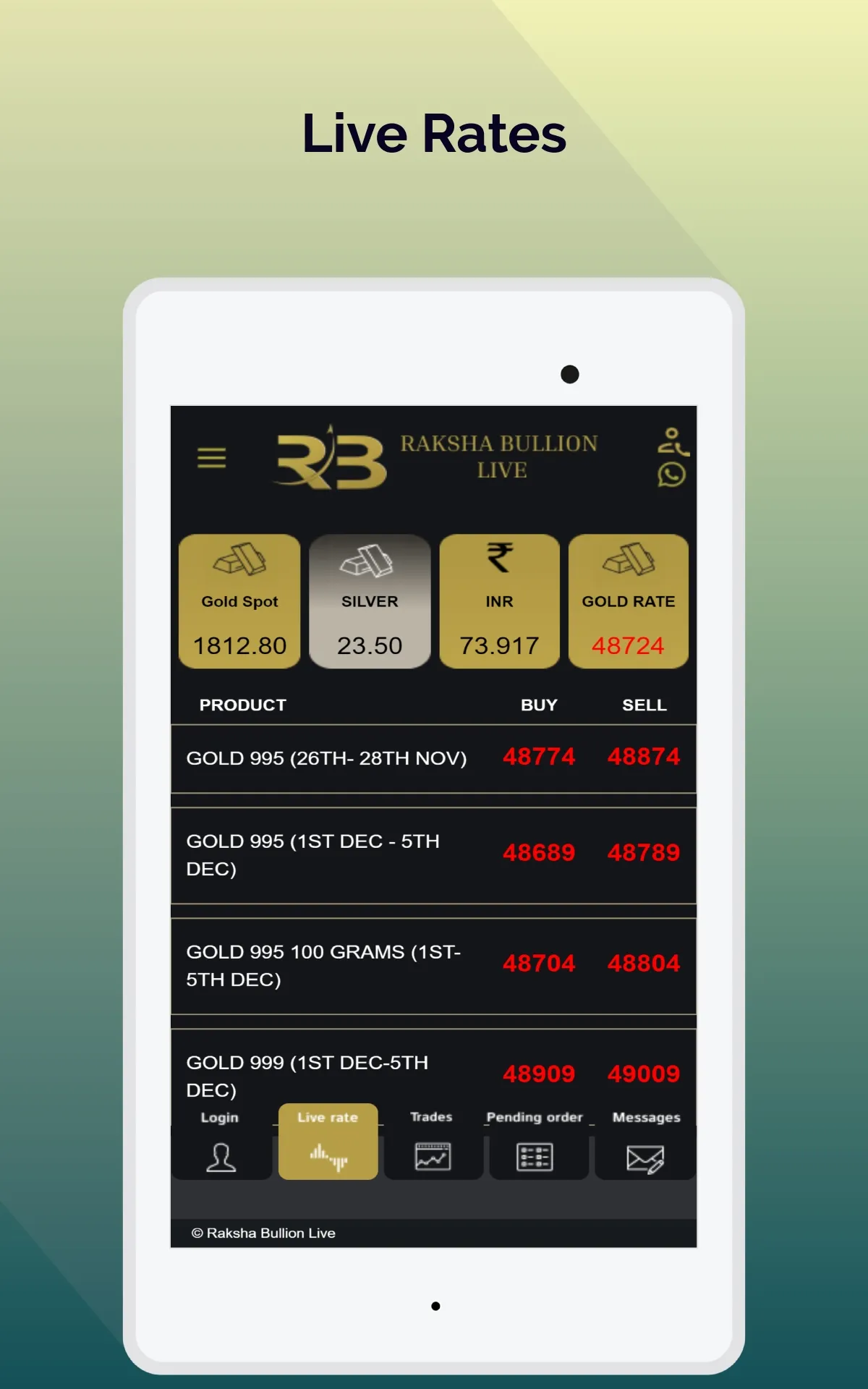 Raksha Bullion Live | Indus Appstore | Screenshot