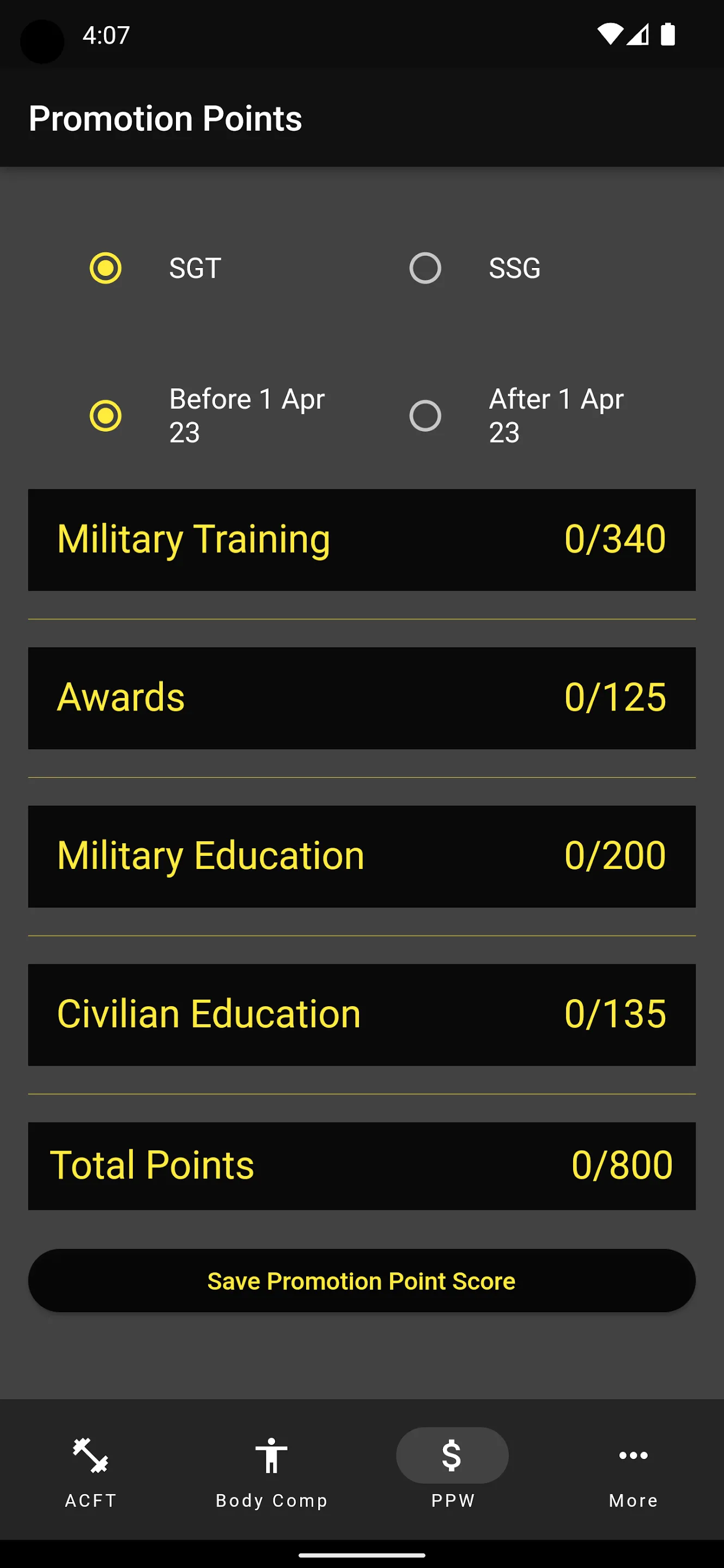 Army Fitness Calculator | Indus Appstore | Screenshot