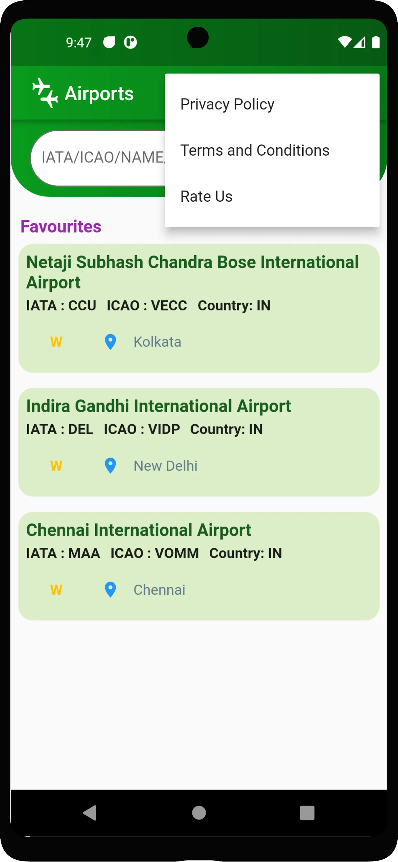 Airport DB- ICAO/IATA Codes | Indus Appstore | Screenshot