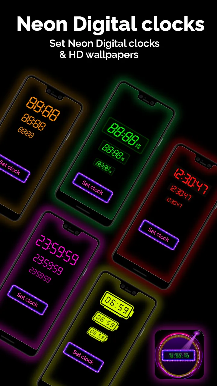 Digital Clock Neon Wallpapers | Indus Appstore | Screenshot