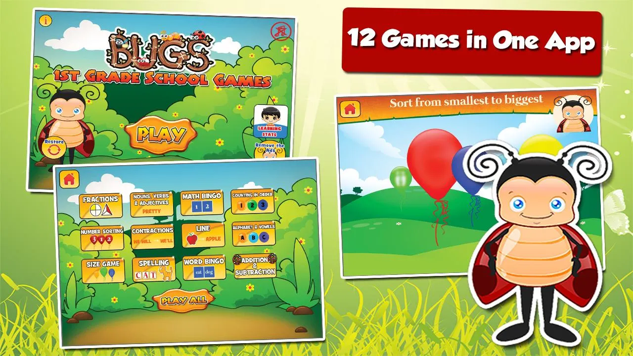 Grade 1 Learning Games: Bugs | Indus Appstore | Screenshot