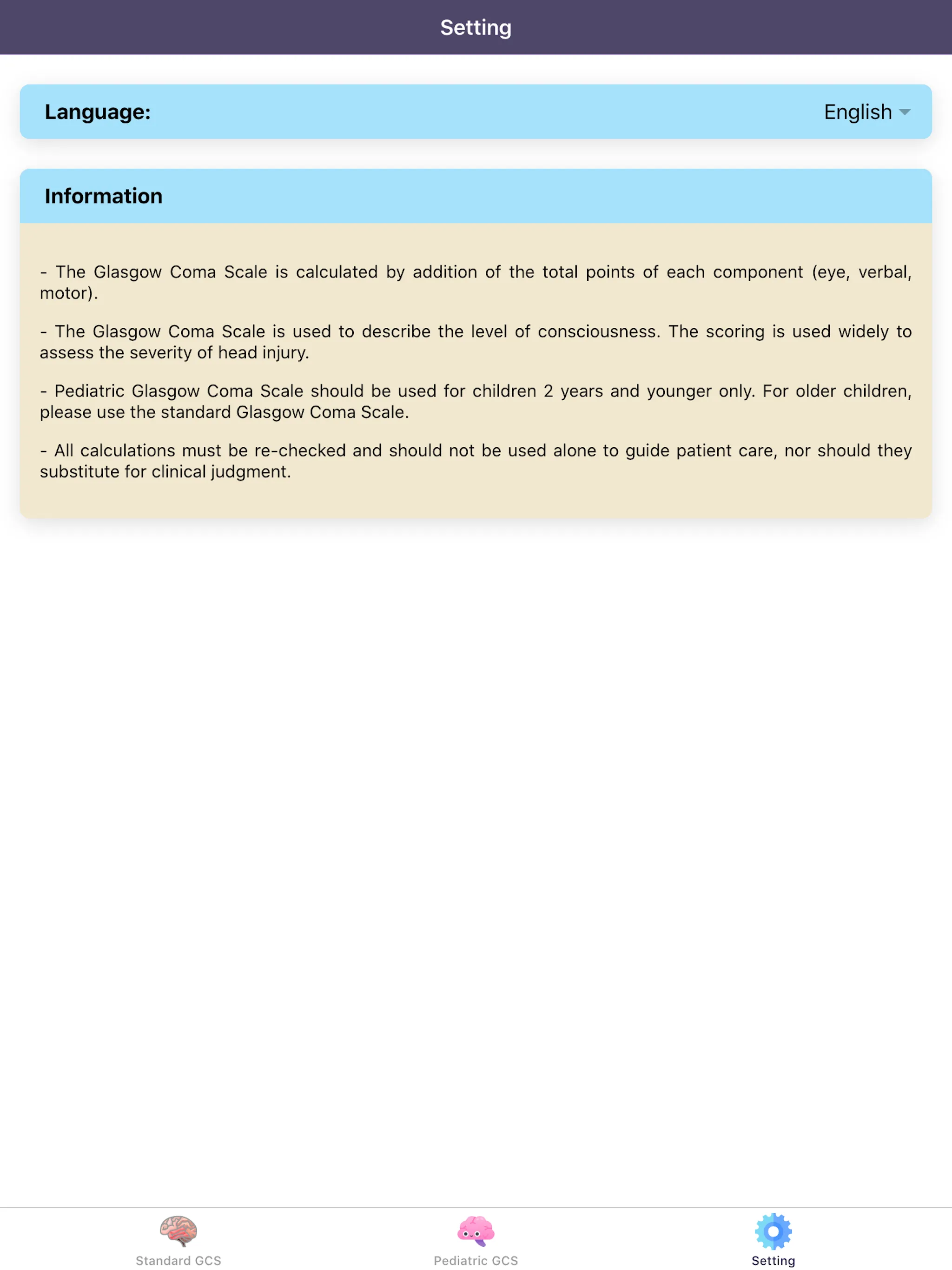 Glasgow Coma Scale (GCS) Score | Indus Appstore | Screenshot