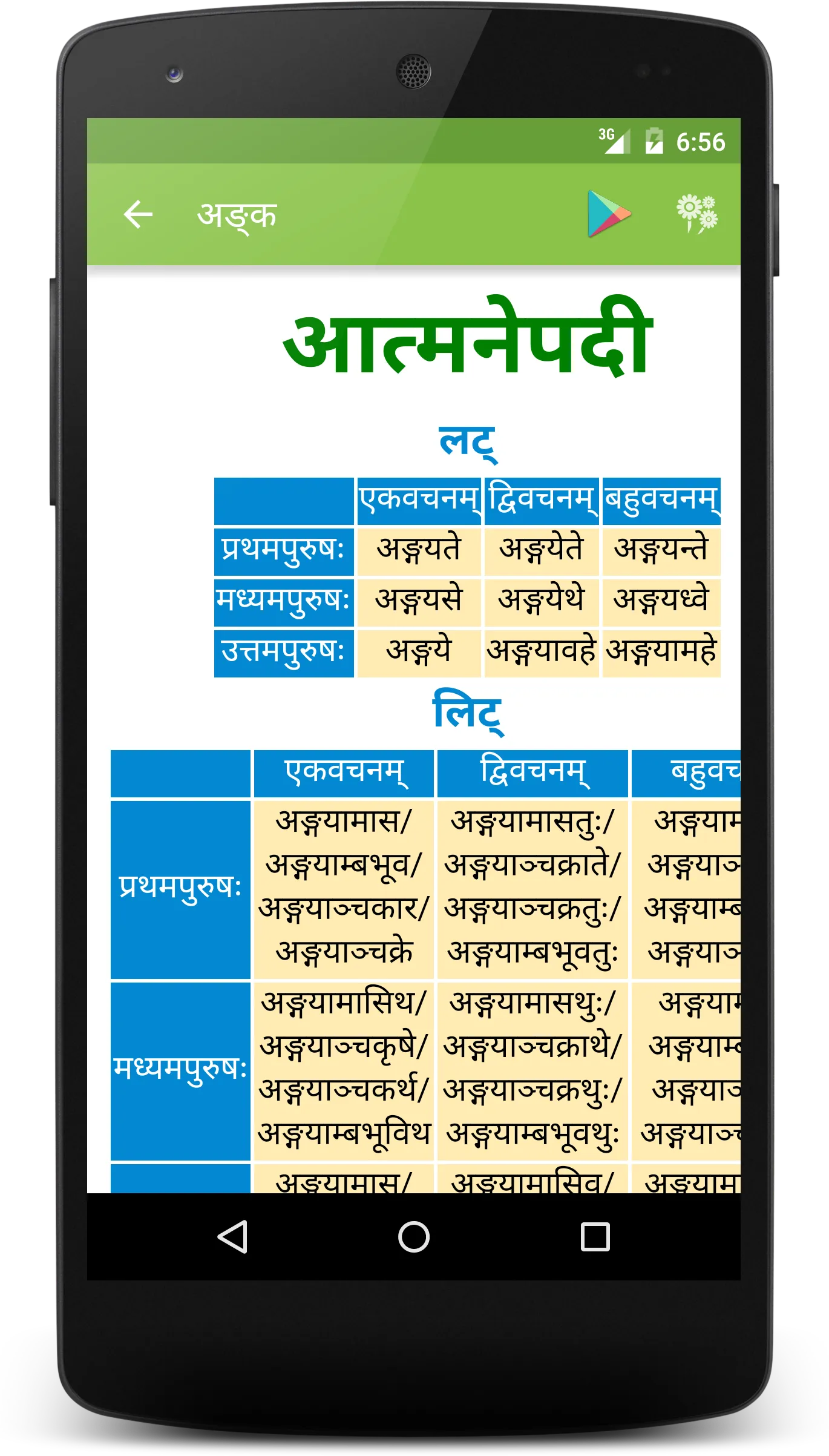 Dhaatu Roopmala | Sanskrit ONL | Indus Appstore | Screenshot