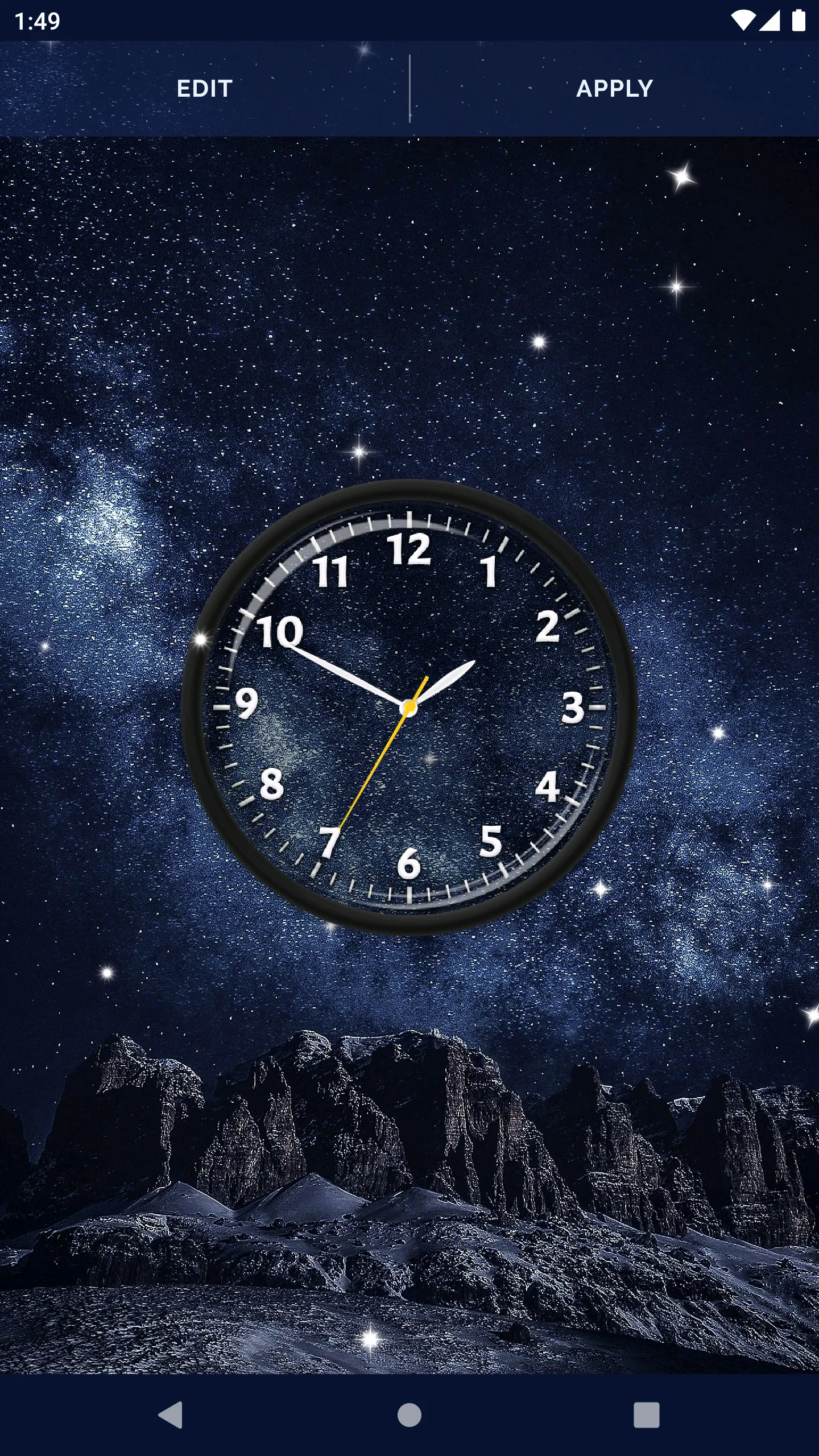 Night Sky Clock Live Wallpaper | Indus Appstore | Screenshot