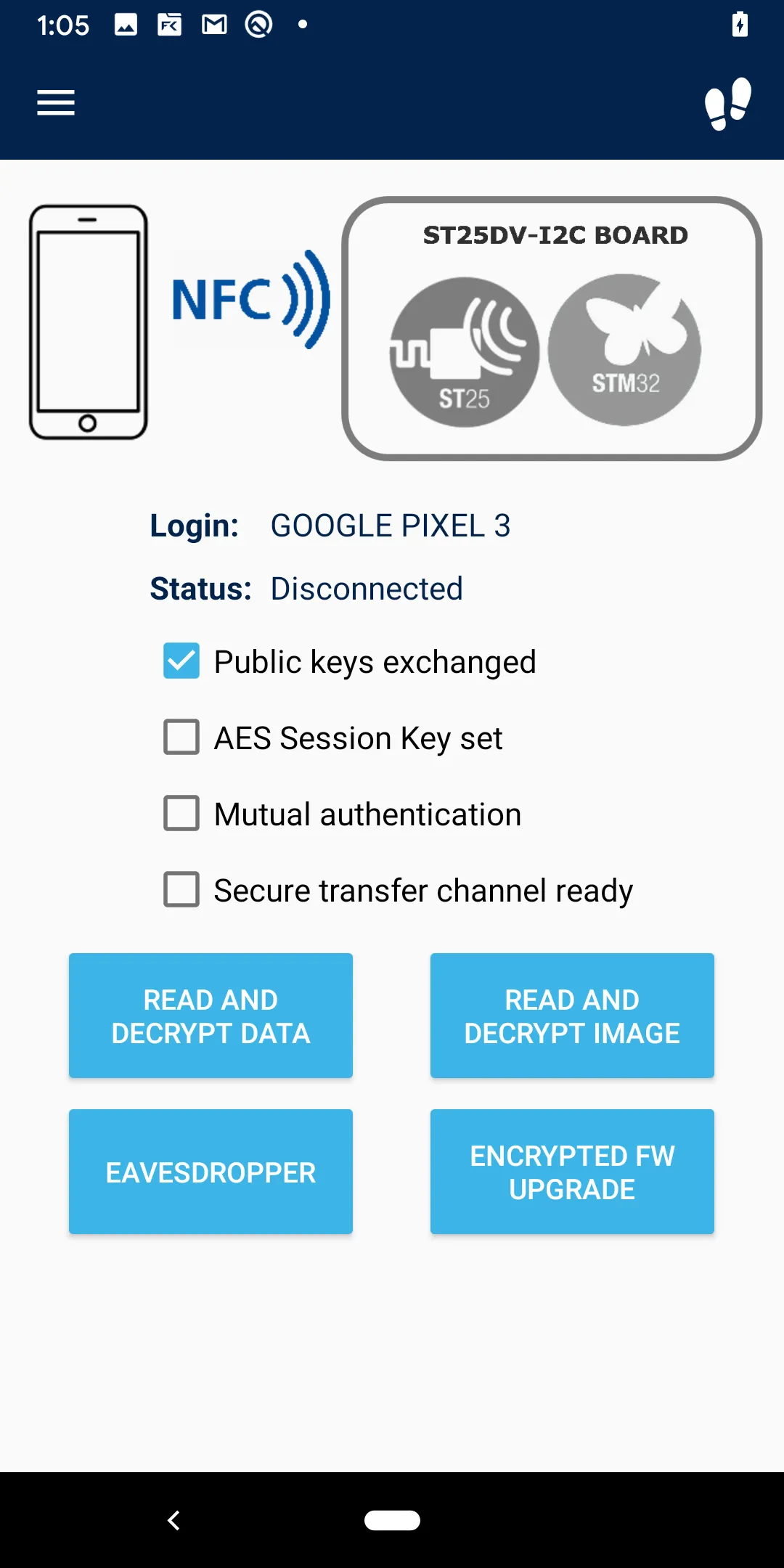 ST25DV-I2C CryptoDemo | Indus Appstore | Screenshot