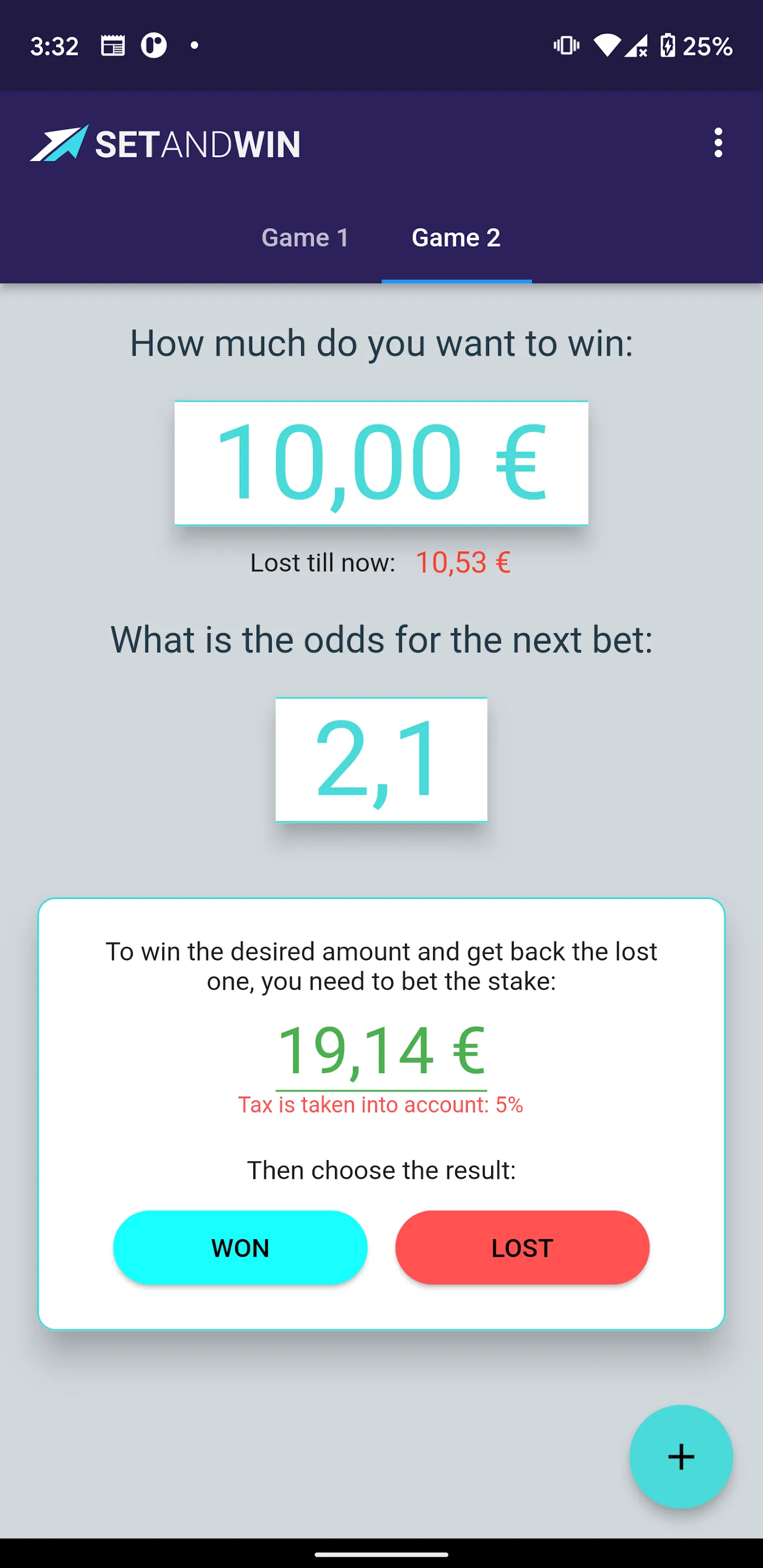 SetAndWin. Bets calculator | Indus Appstore | Screenshot