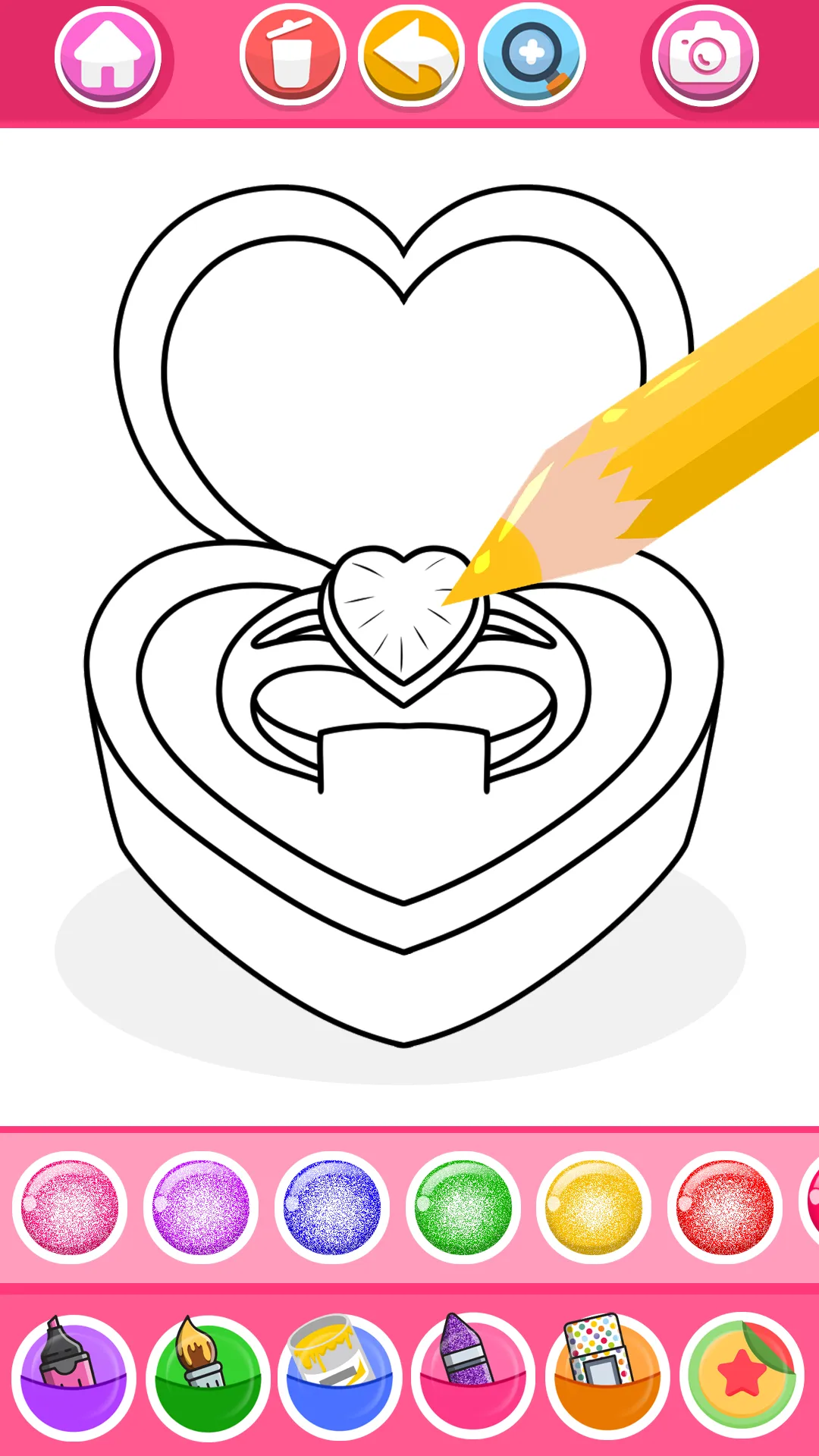 Glitter Heart Love Coloring | Indus Appstore | Screenshot