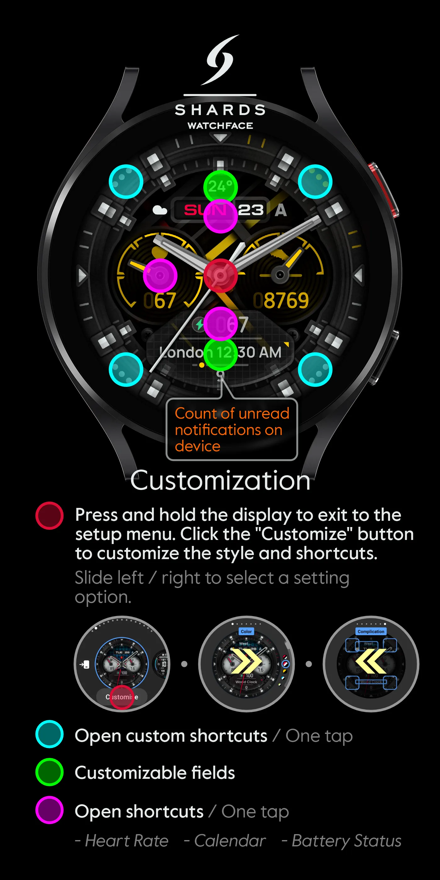 SH015 Watch Face, WearOS watch | Indus Appstore | Screenshot