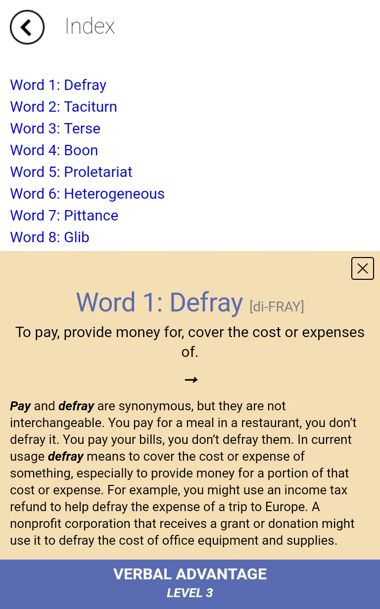 Verbal Advantage - Level 3 | Indus Appstore | Screenshot