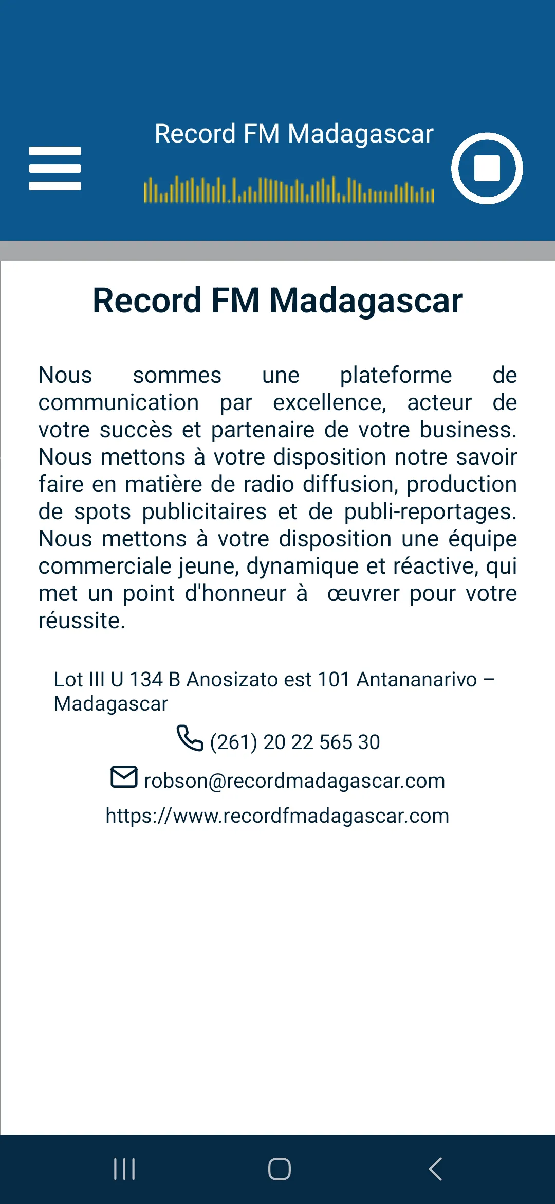 Record FM Madagascar | Indus Appstore | Screenshot