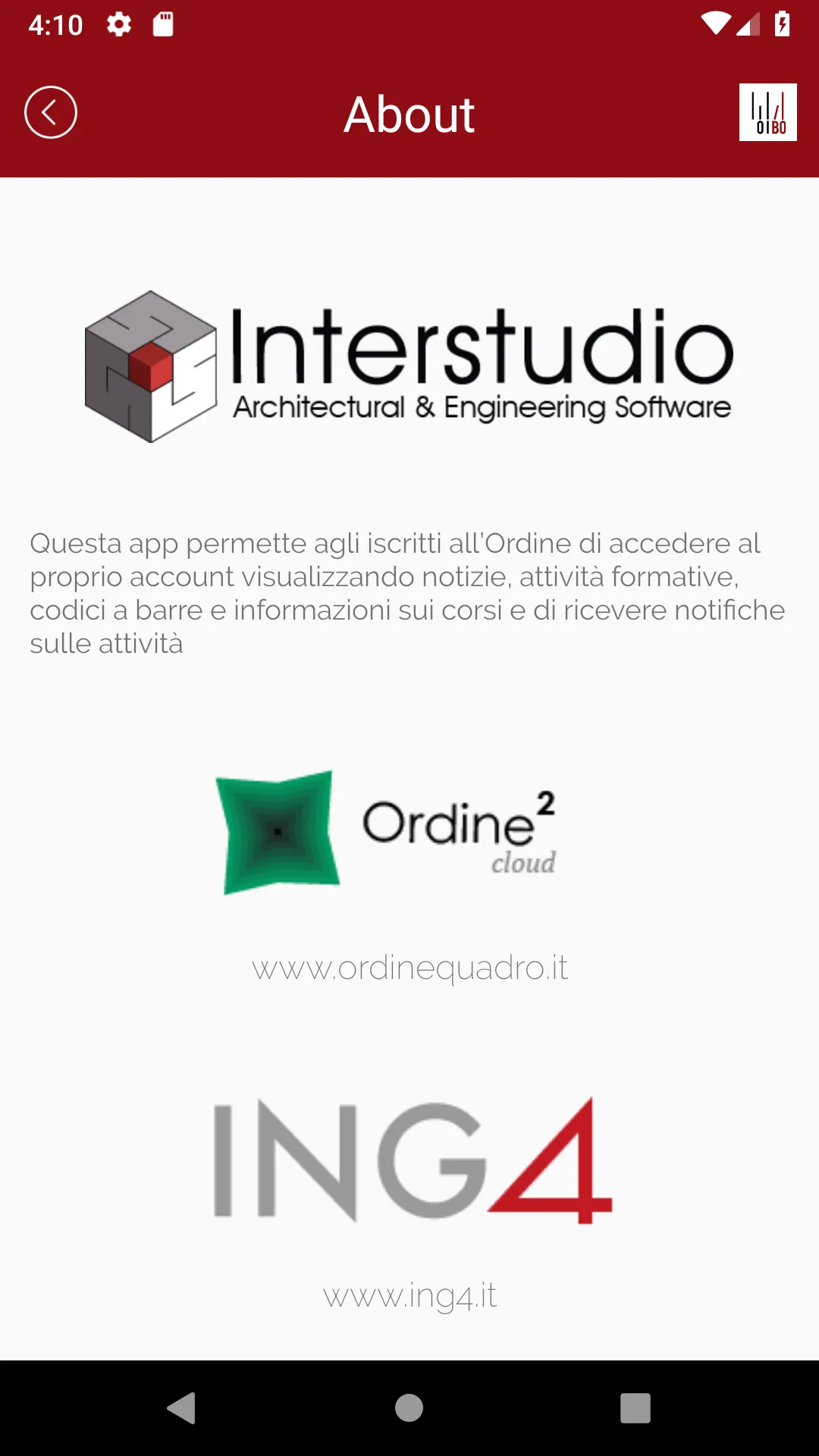 Ordine Ingegneri Bologna | Indus Appstore | Screenshot