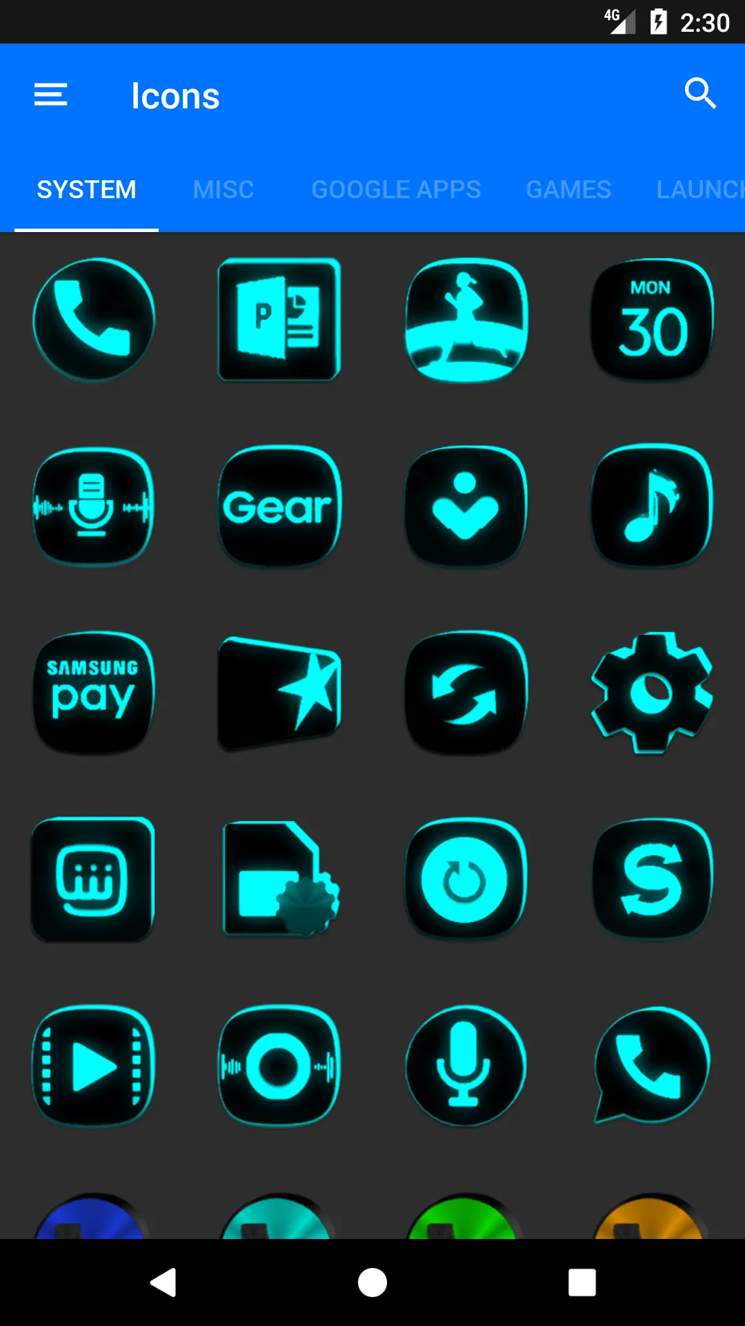 Flat Black and Cyan Icon Pack | Indus Appstore | Screenshot