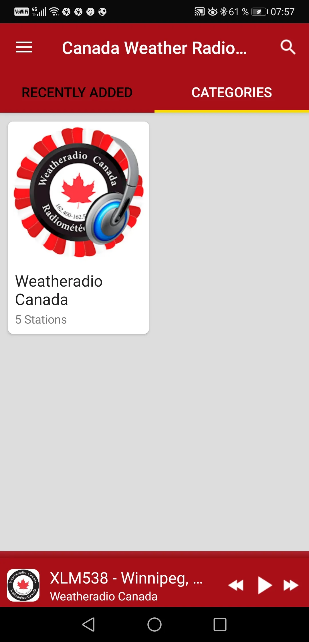 Weatheradio Canada Broadcasts | Indus Appstore | Screenshot