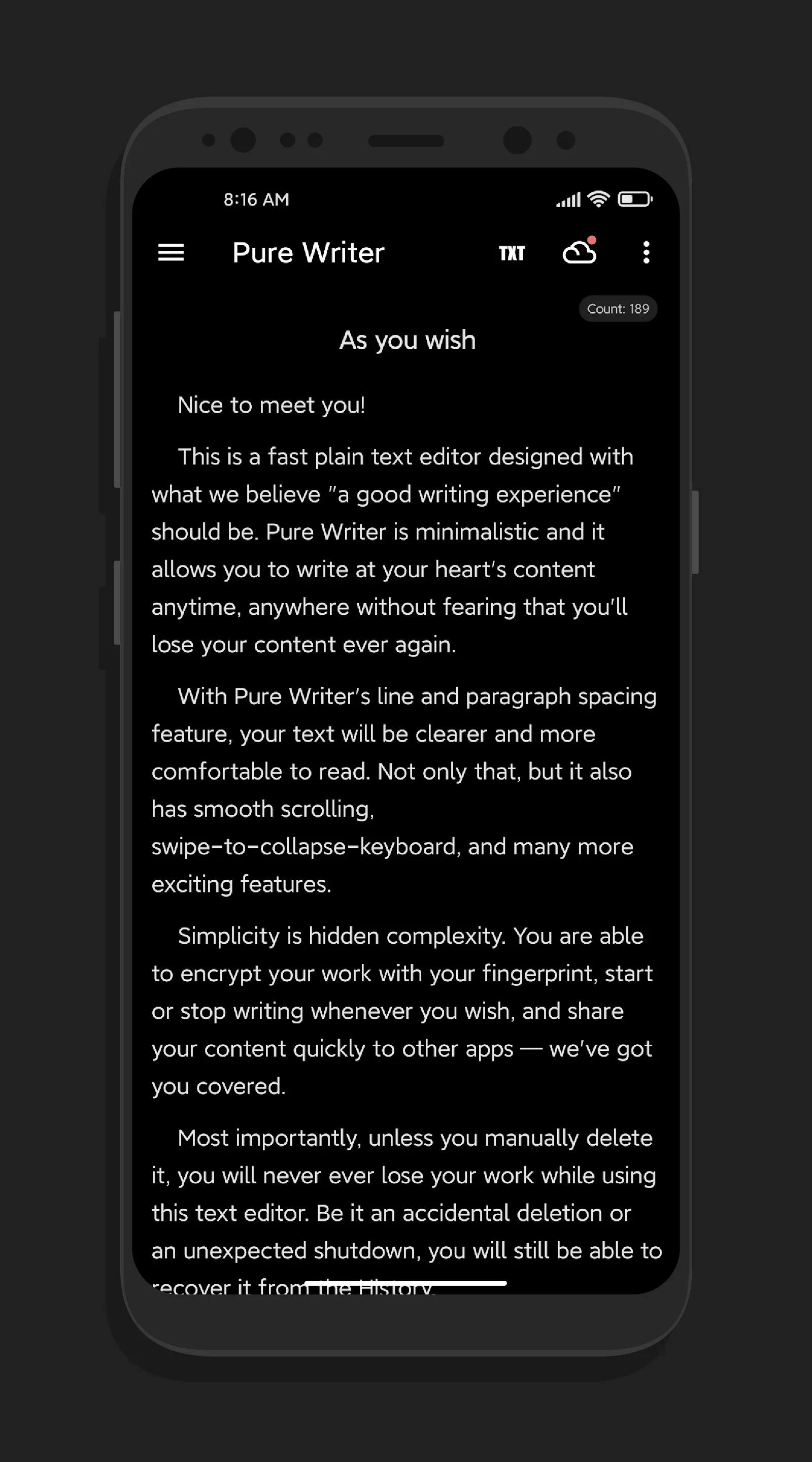 Pure Writer - Writing & Notes | Indus Appstore | Screenshot