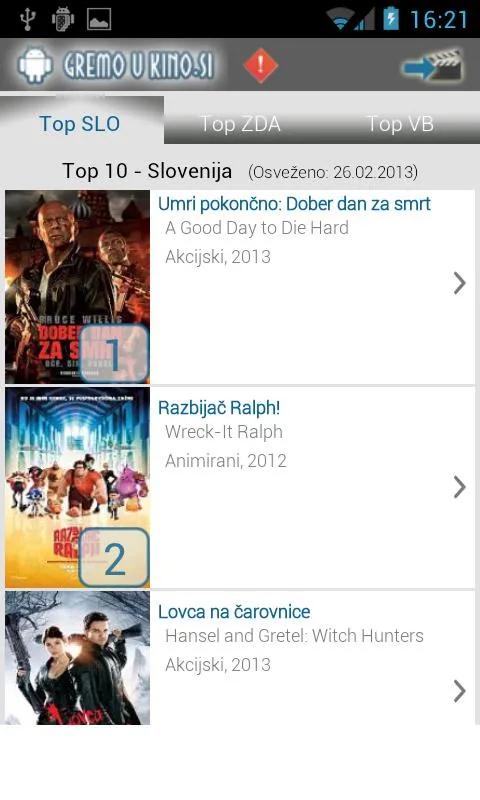 Kino sporedi - Slovenija | Indus Appstore | Screenshot