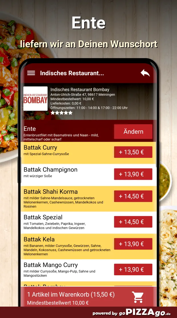 Indisches Restaurant Bombay Me | Indus Appstore | Screenshot