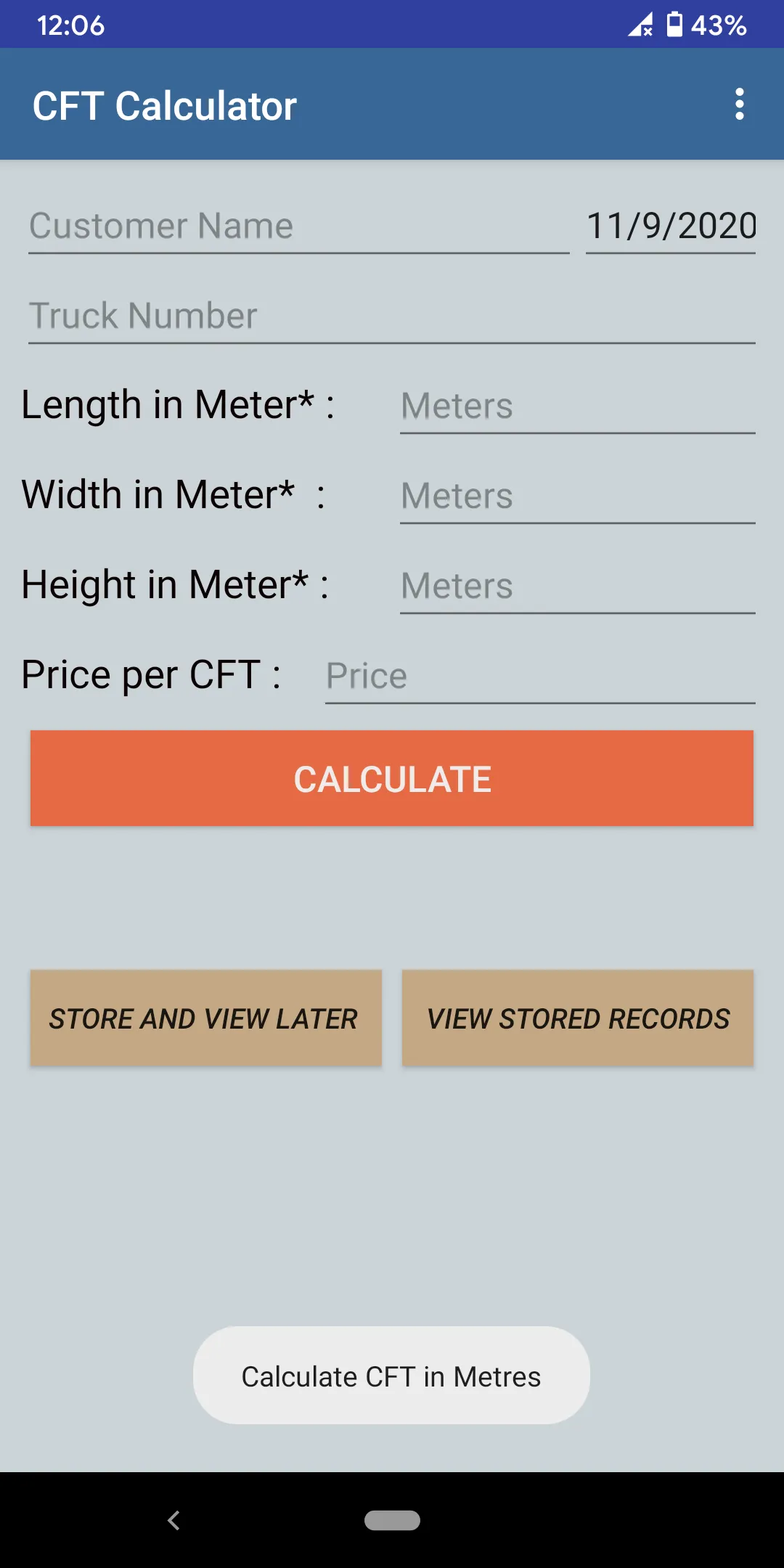 CFT calculator - cubic feet | Indus Appstore | Screenshot