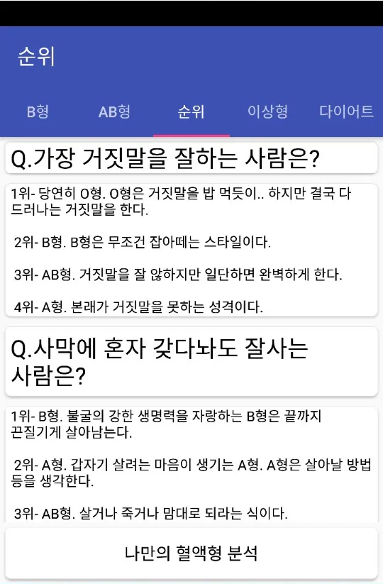 혈액형 분석 - 익명 커뮤니티 | Indus Appstore | Screenshot