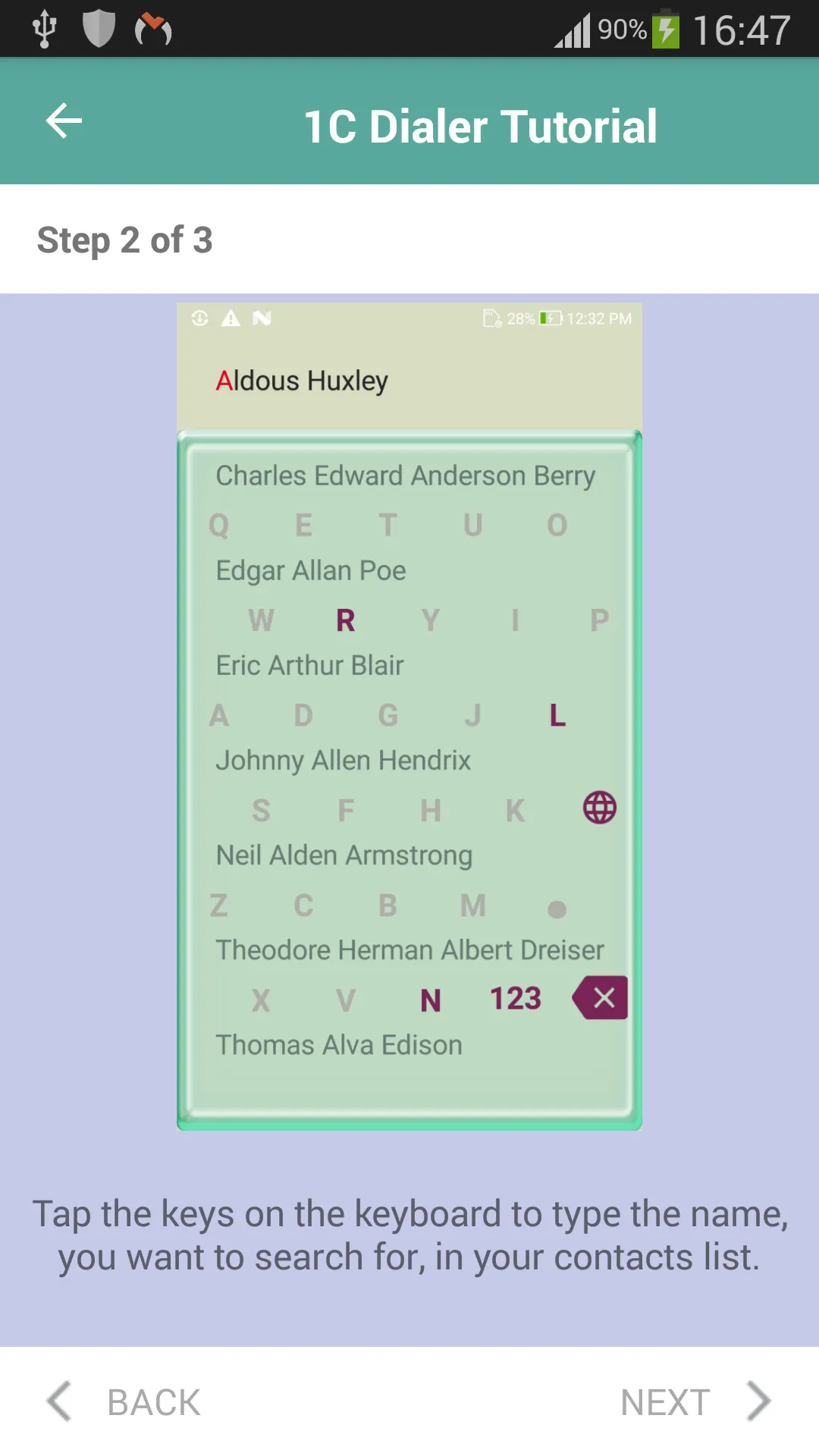 Big keyboard: contacts search | Indus Appstore | Screenshot