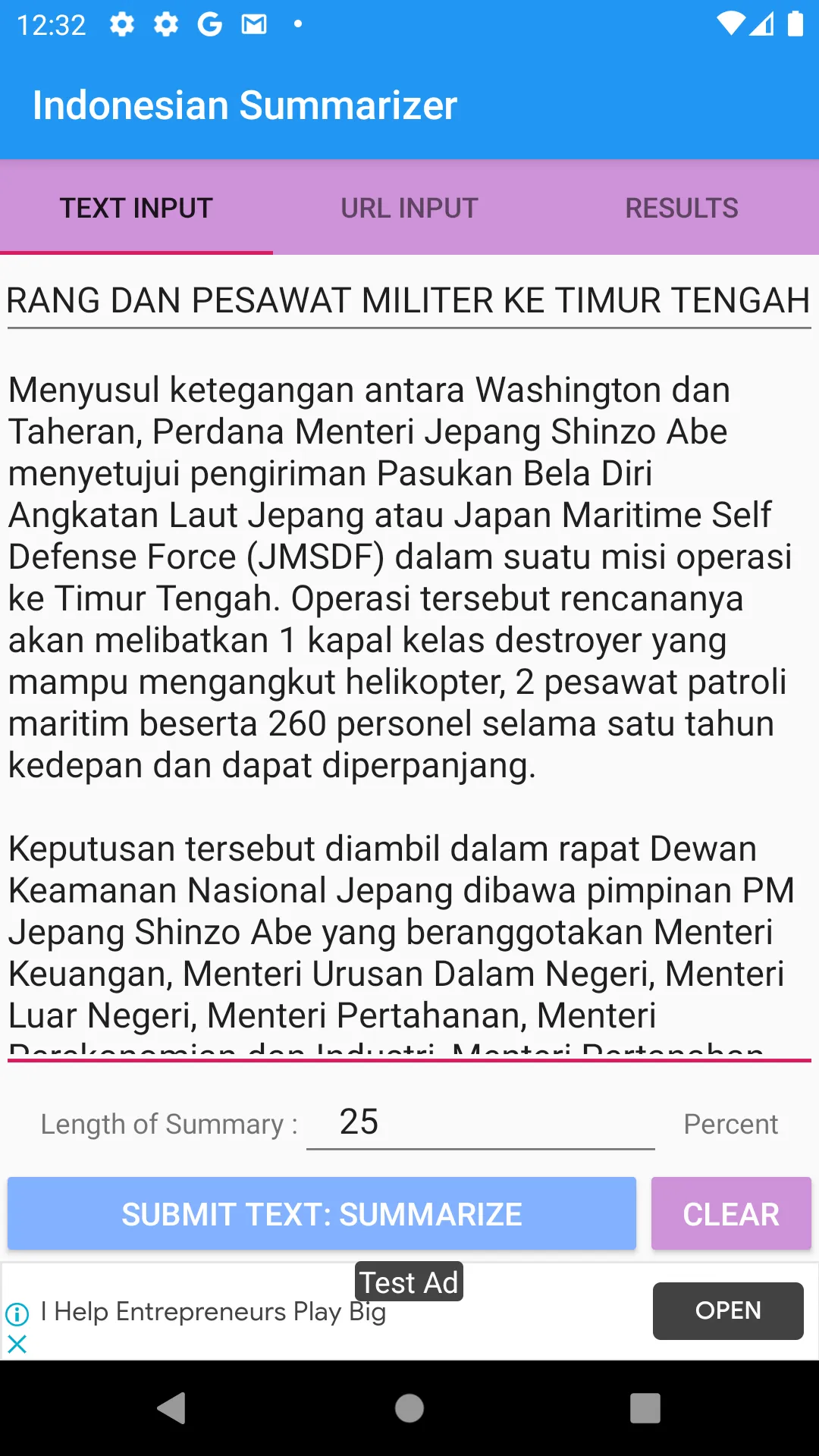 Indonesian Text Summarizer | Indus Appstore | Screenshot