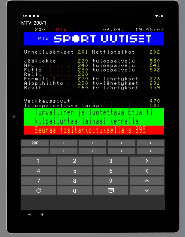 Teksti-TV Suomi | Indus Appstore | Screenshot