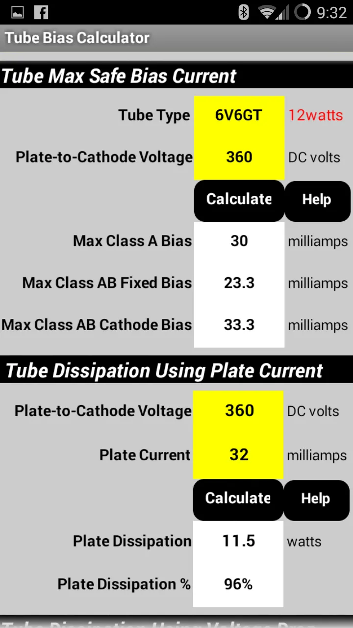 Tube Bias Calculator | Indus Appstore | Screenshot