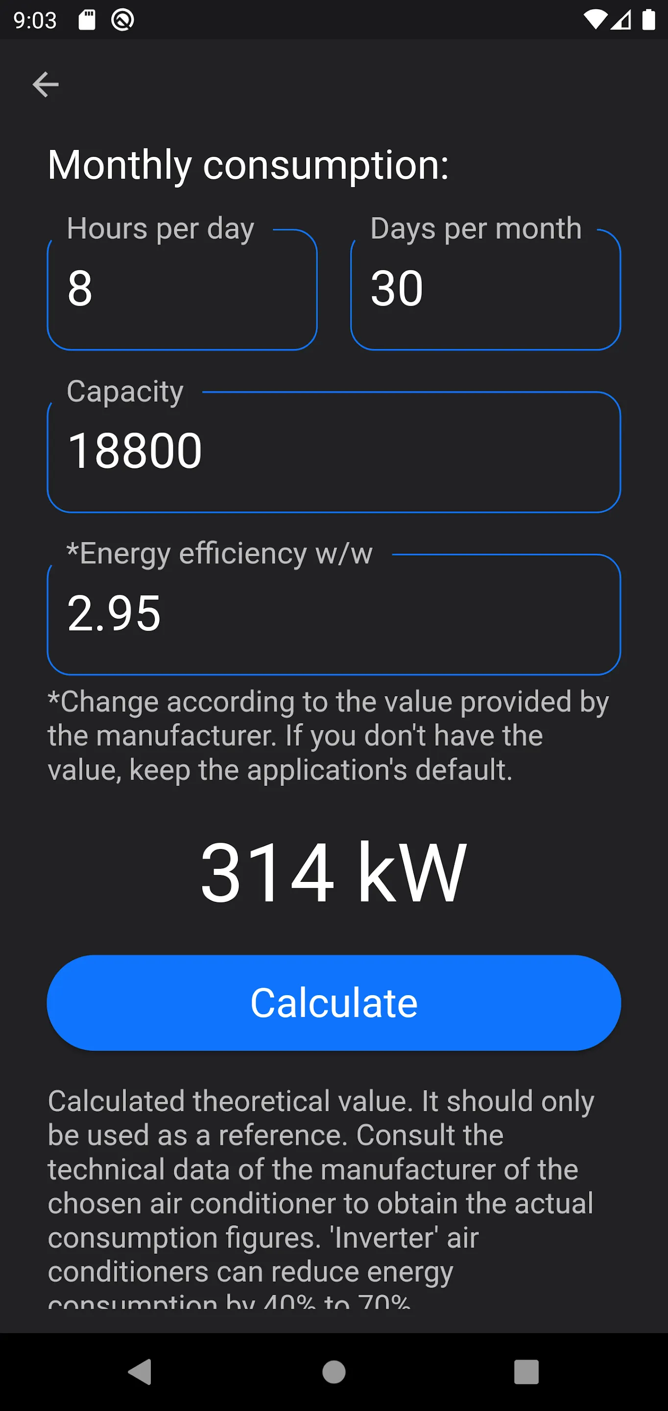 Air Conditioner - Calculator | Indus Appstore | Screenshot