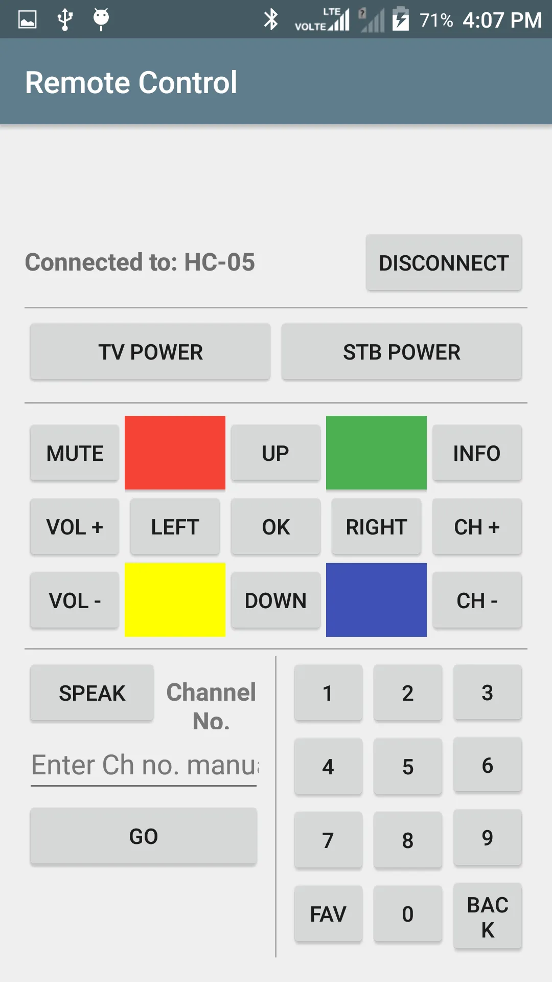 Remote Control with Arduino BT | Indus Appstore | Screenshot