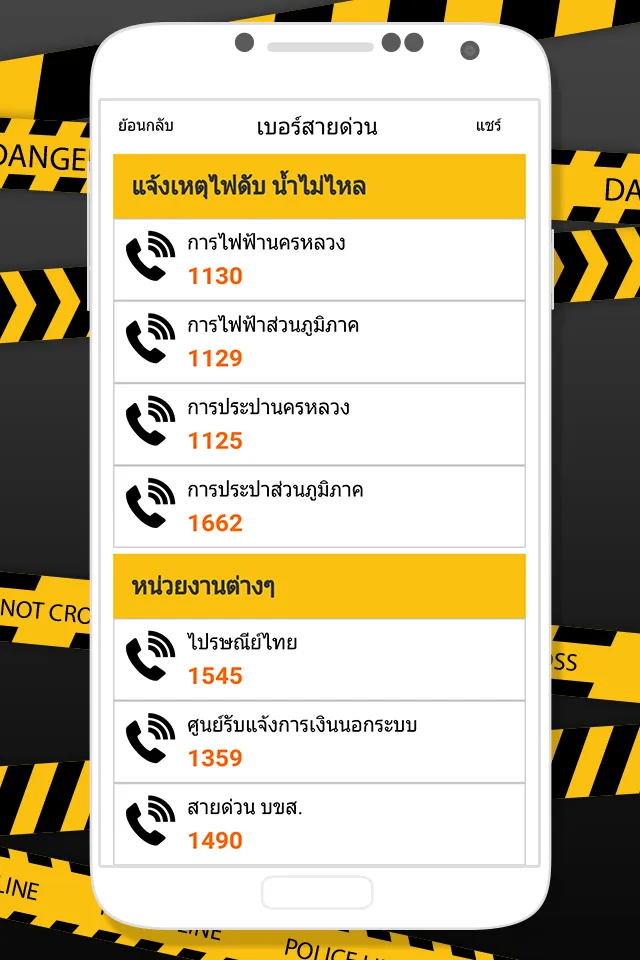 สายด่วน เบอร์โทรฉุกเฉิน | Indus Appstore | Screenshot