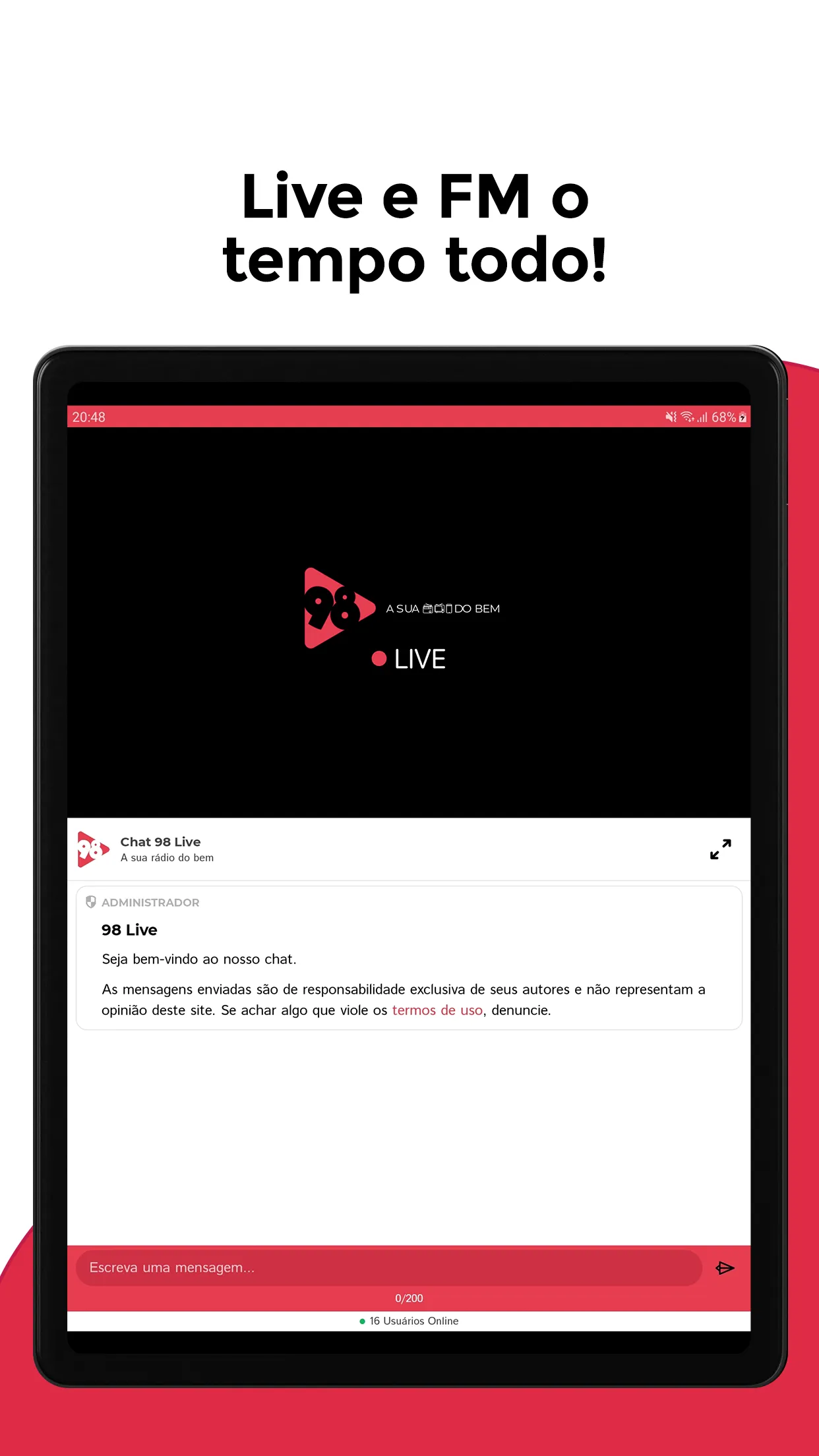 98 Live, a sua rádio do bem! | Indus Appstore | Screenshot