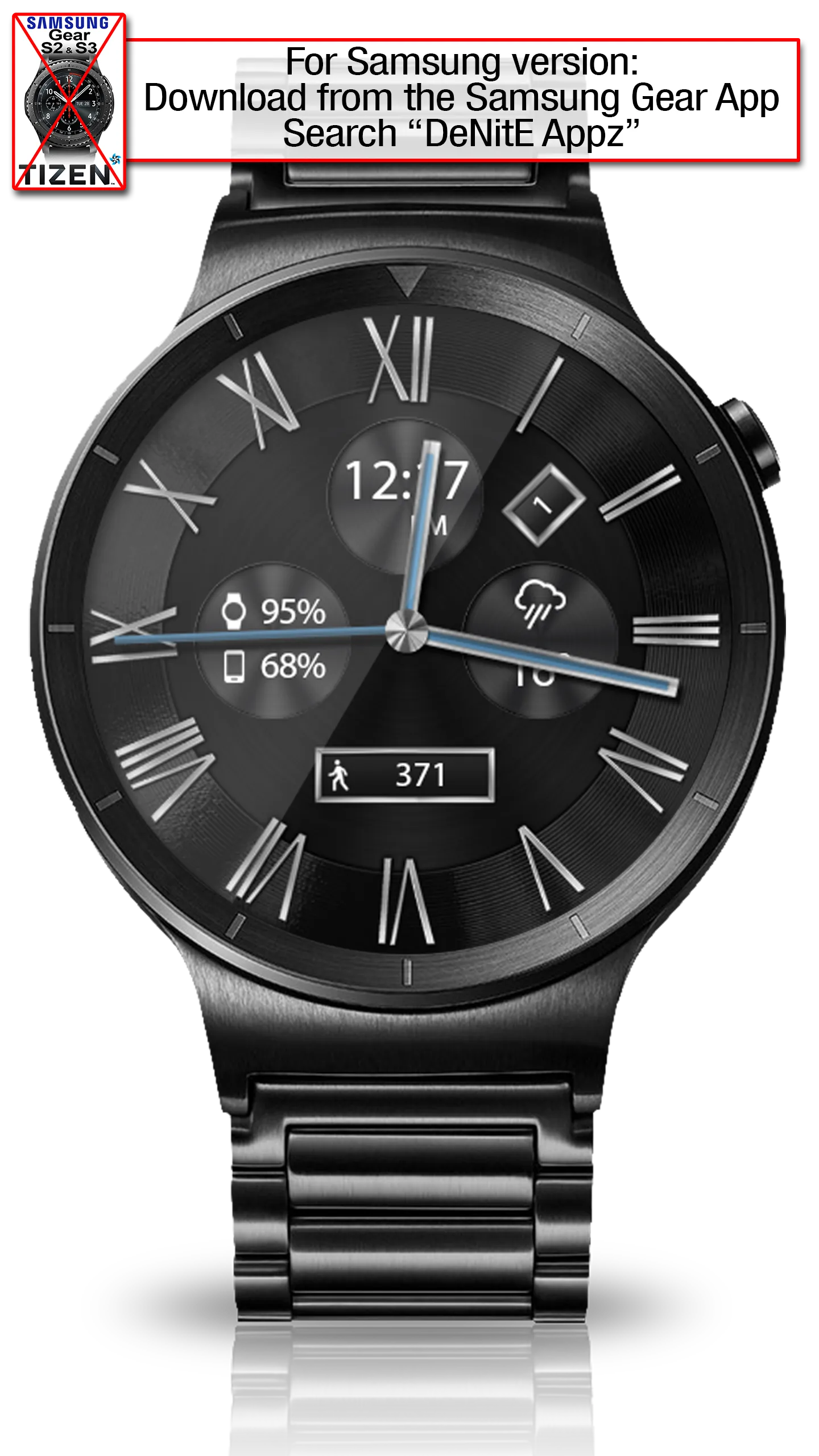 Classic Black HD Watch Face | Indus Appstore | Screenshot