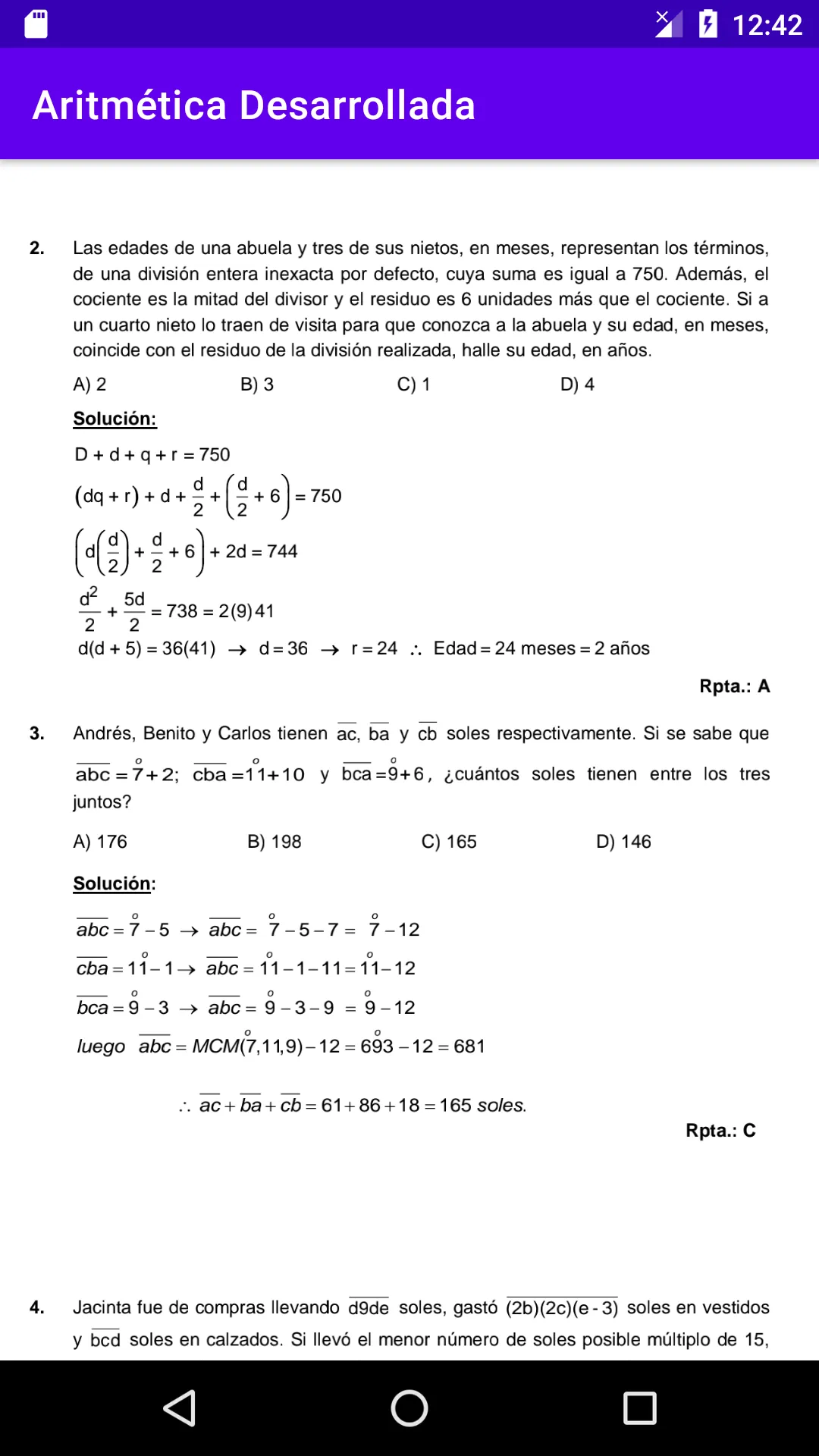 Aritmética Desarrollada | Indus Appstore | Screenshot