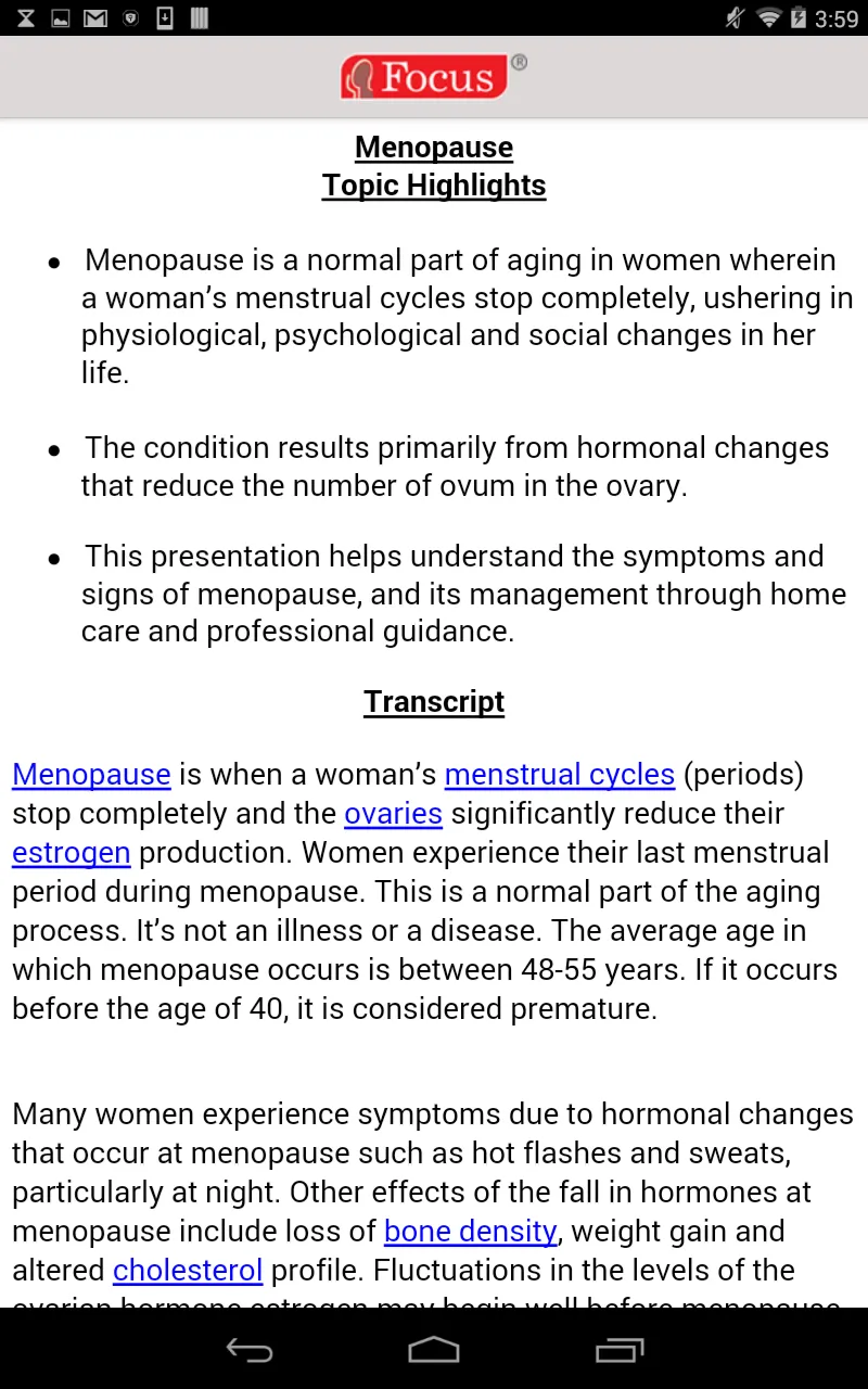 Menopause | Indus Appstore | Screenshot